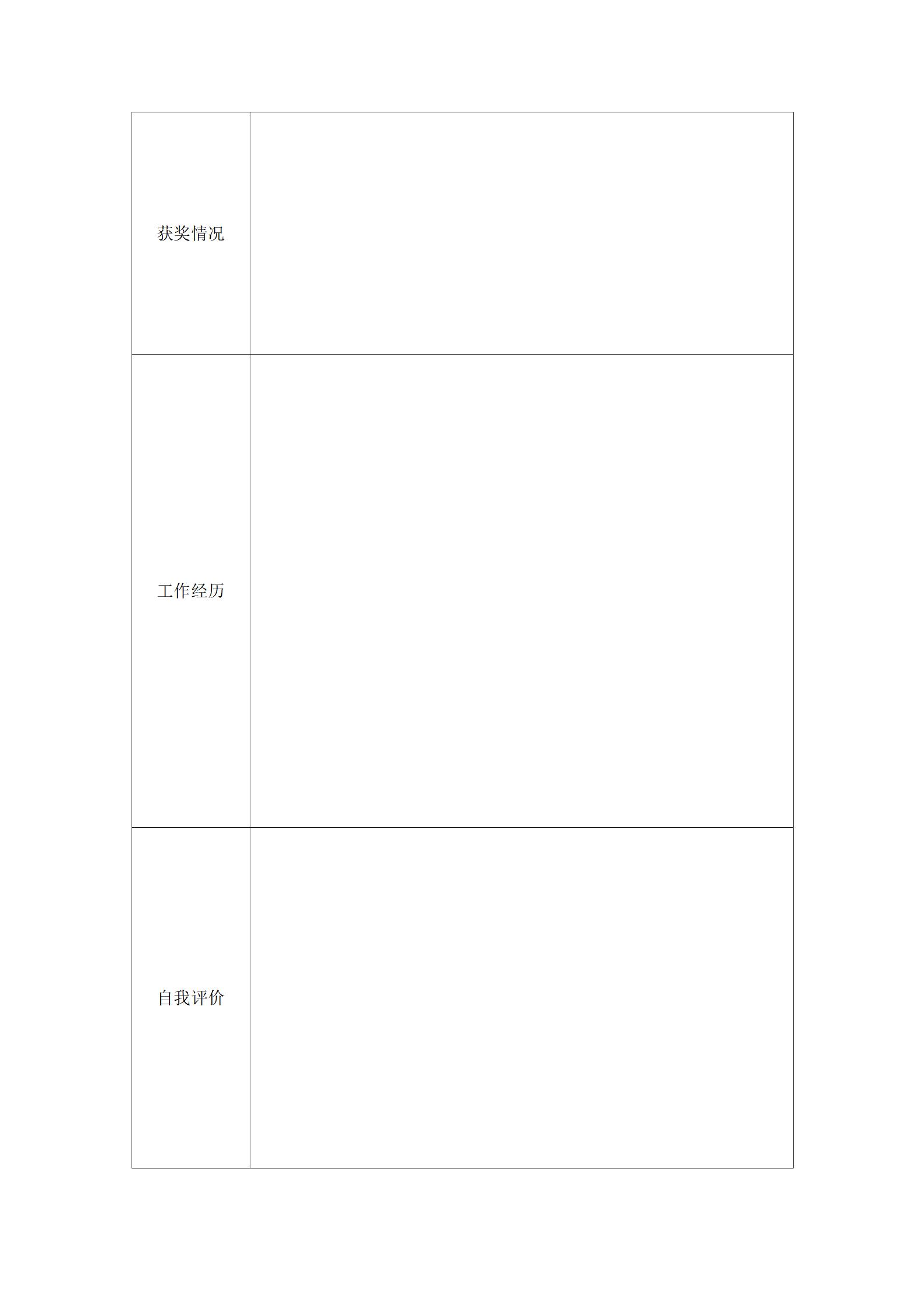 BG-00043空白标准简历表格四页02/