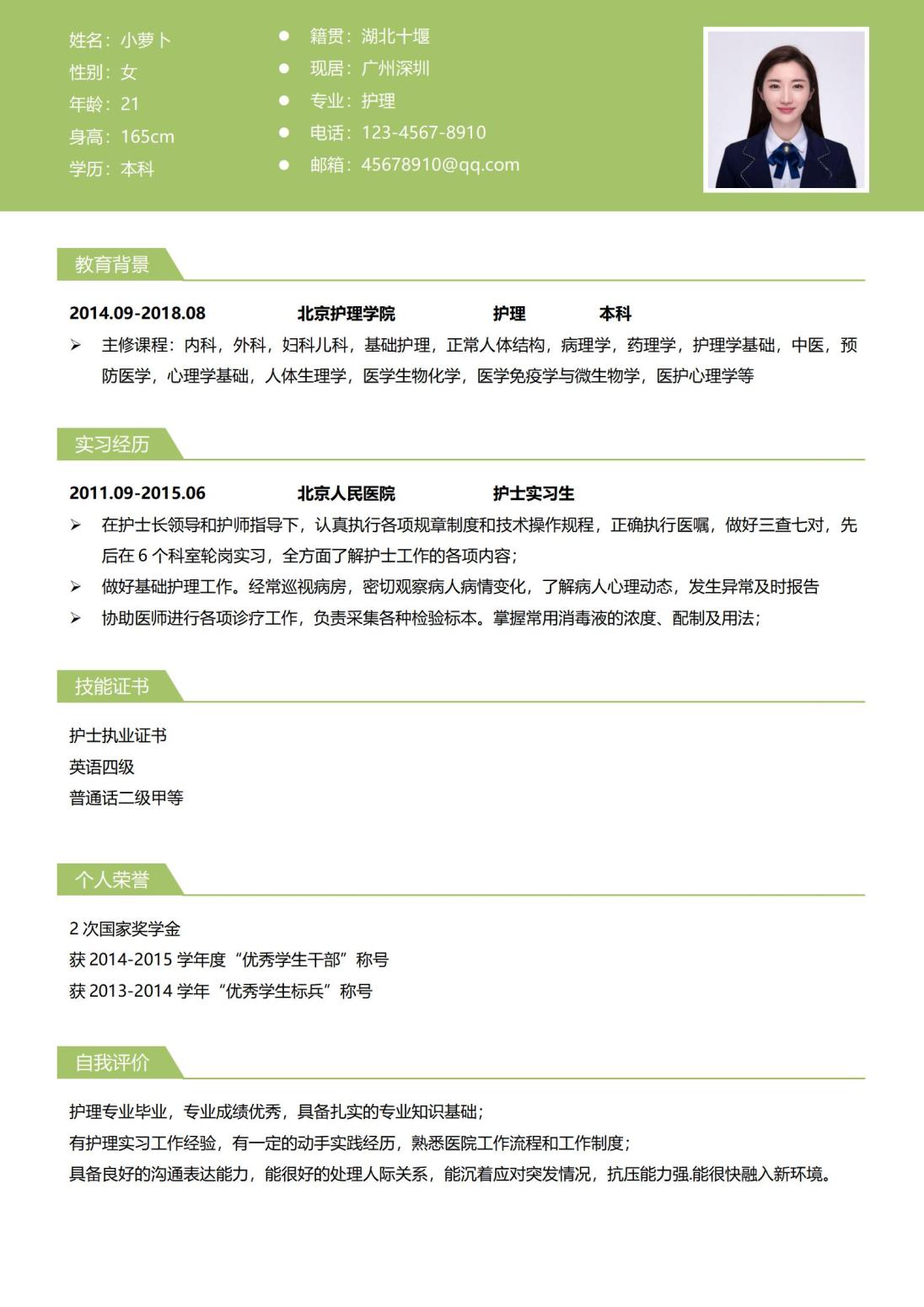 创意护士简历模板