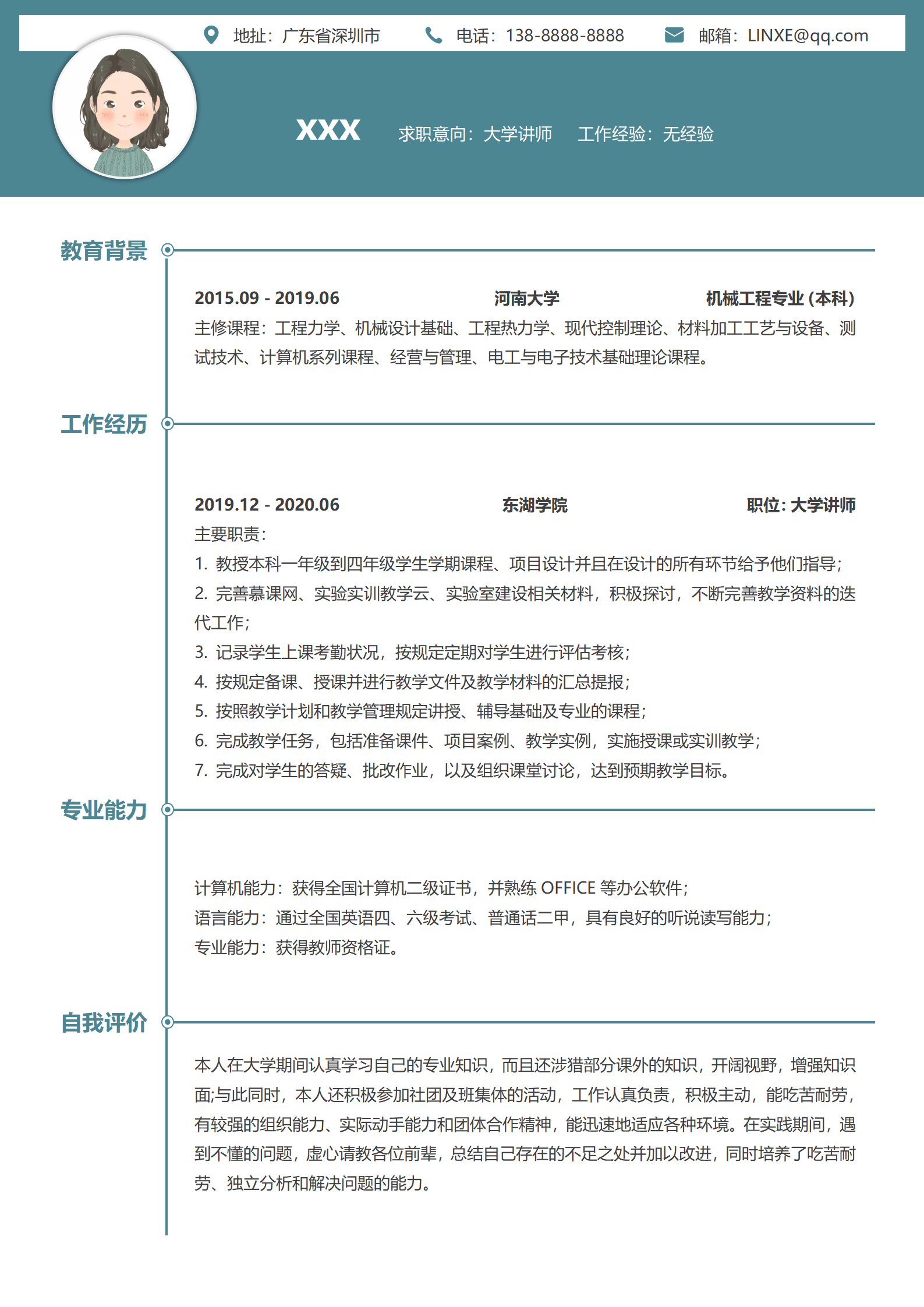 HH-1023智慧之源教授简历范本/