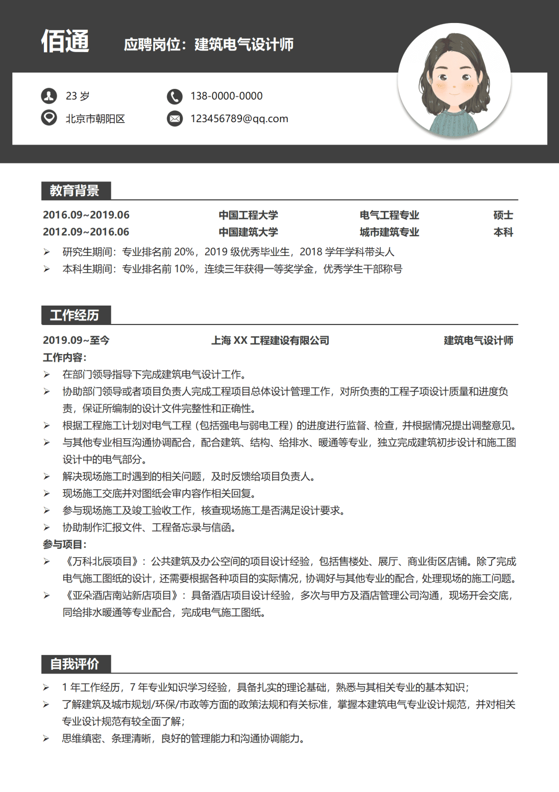 电气设计师招聘简历