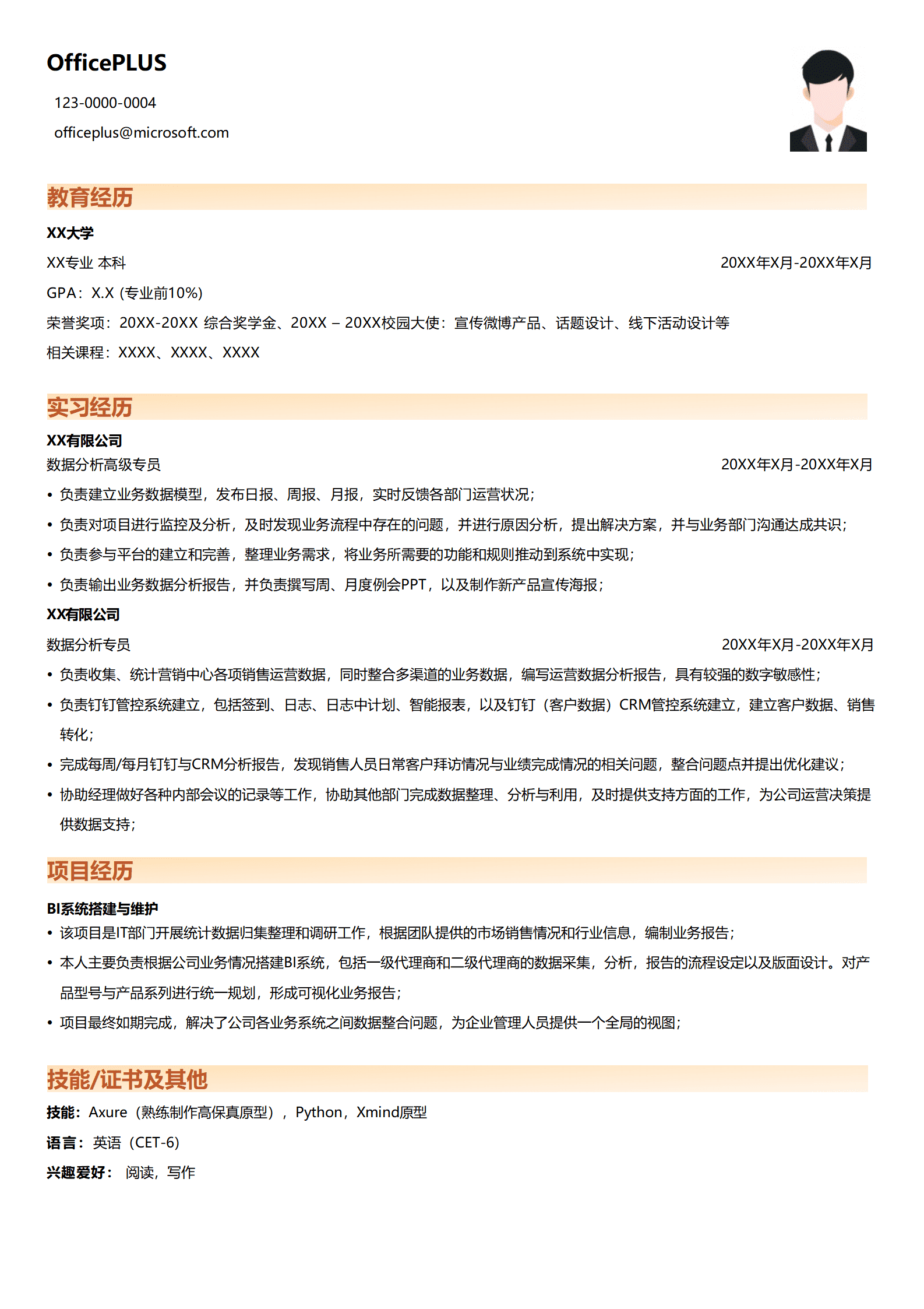 QIyezt-0012BI系统搭建简历模板
