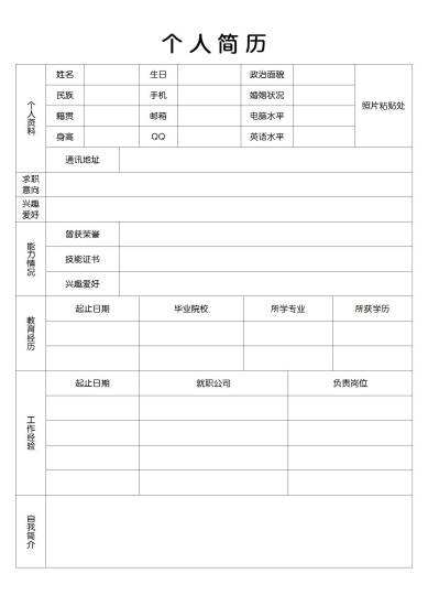 公司招聘实用个人简历模板表格模板