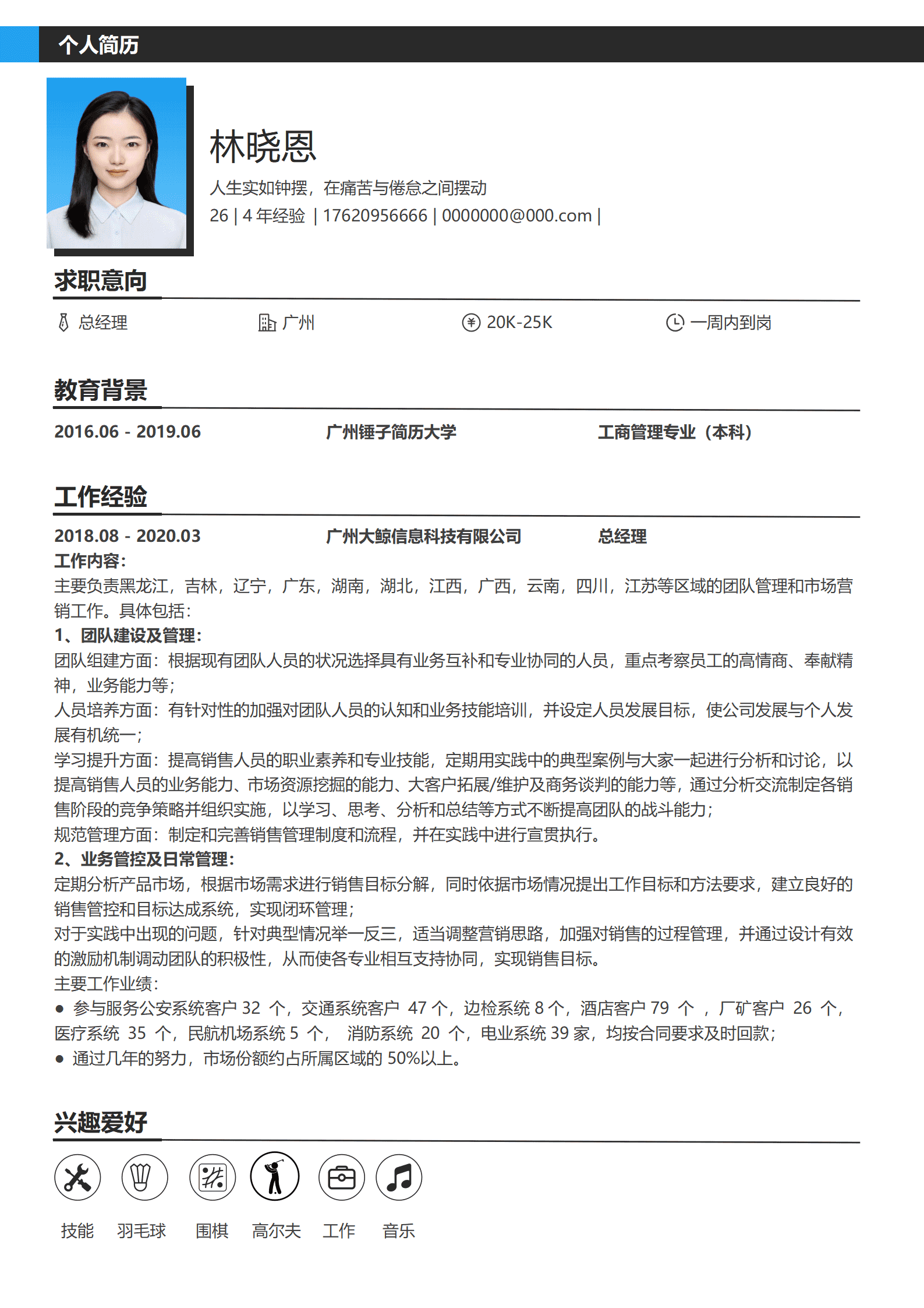 QIyezt-00751总经理应聘简历/