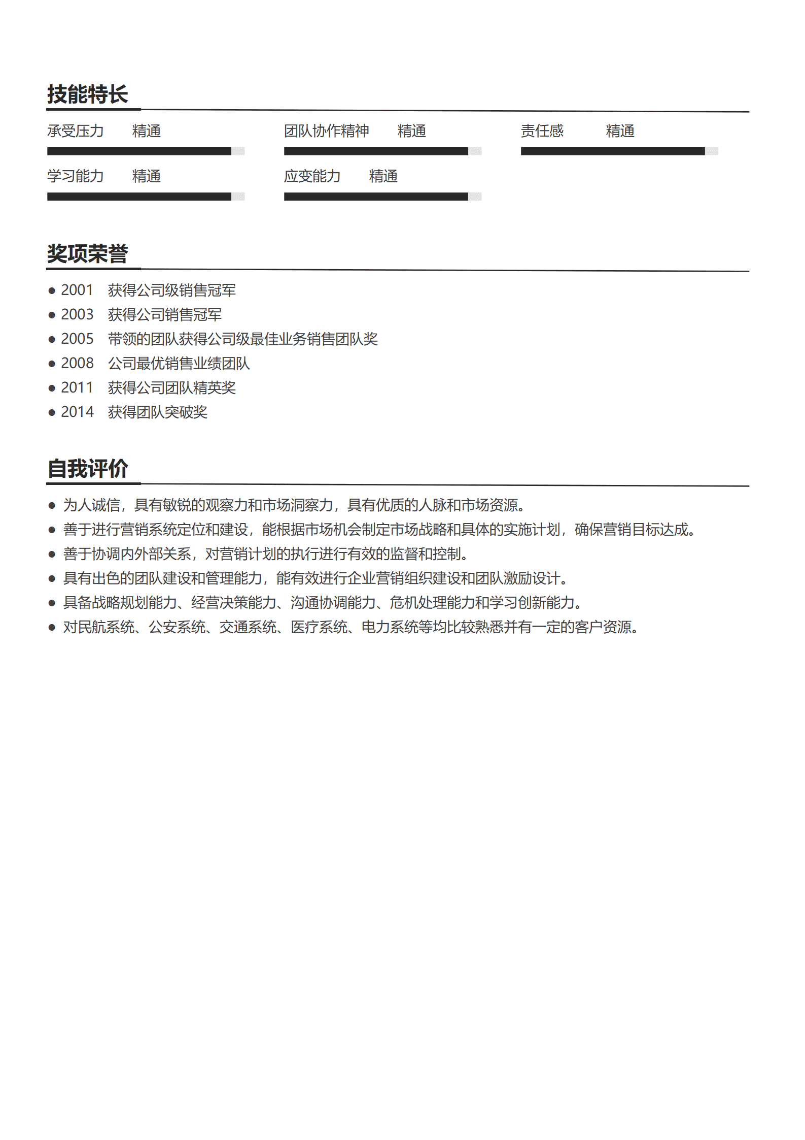 QIyezt-00751总经理应聘简历/