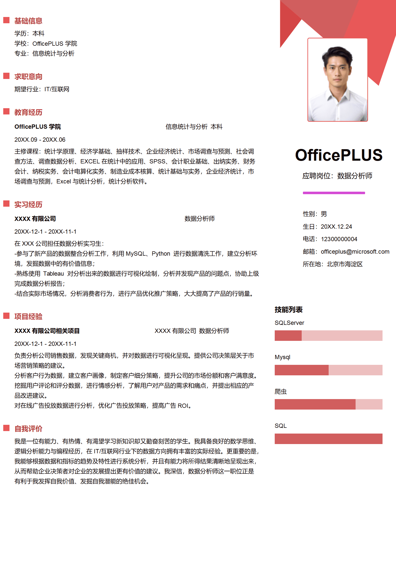 QIyezt-00488销售数据分析简历模板