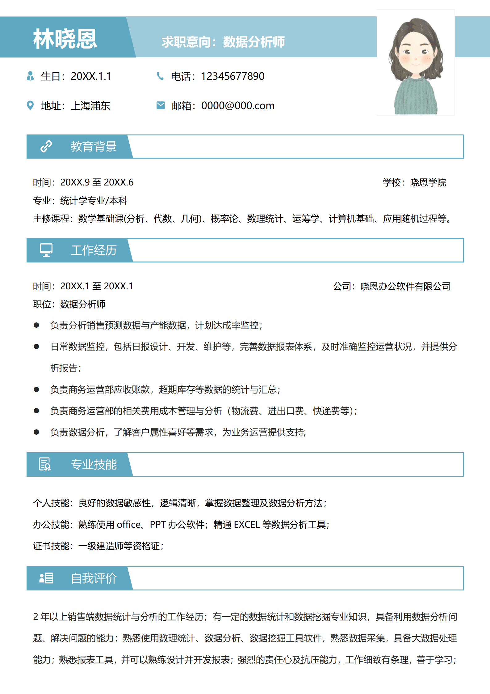 QIyezt-00487销售数据分析简历模板
