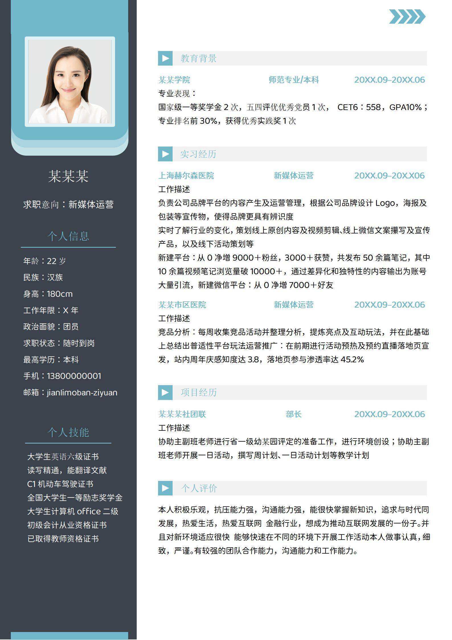 qiye-000194新媒体数据运营简历/