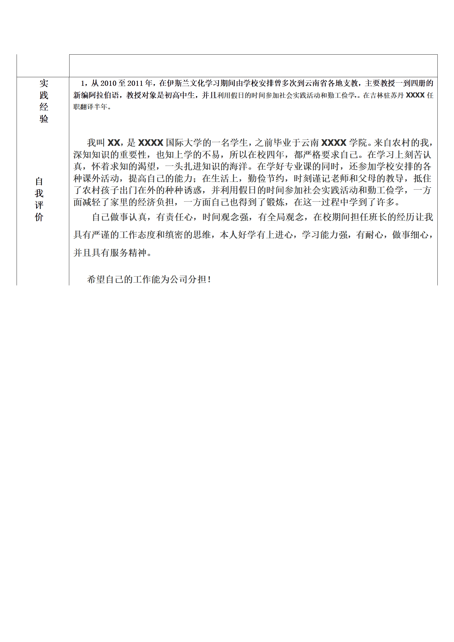 qiyee-00063阿拉伯语翻译相关岗位求职简历模板/