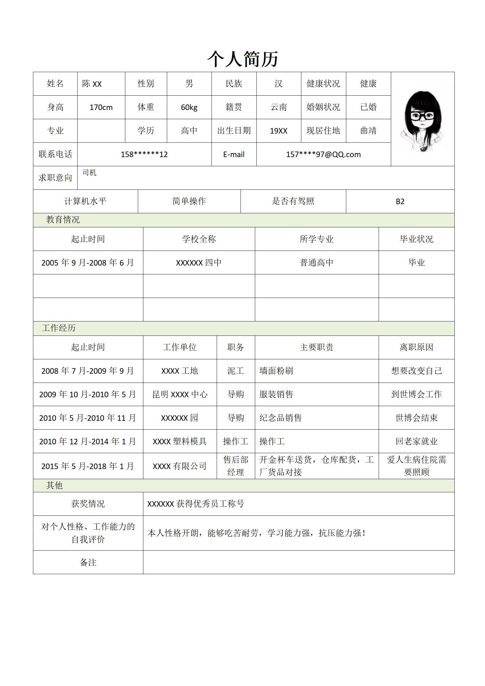 qiyee-0001346注重实践经验总结的简历模板/