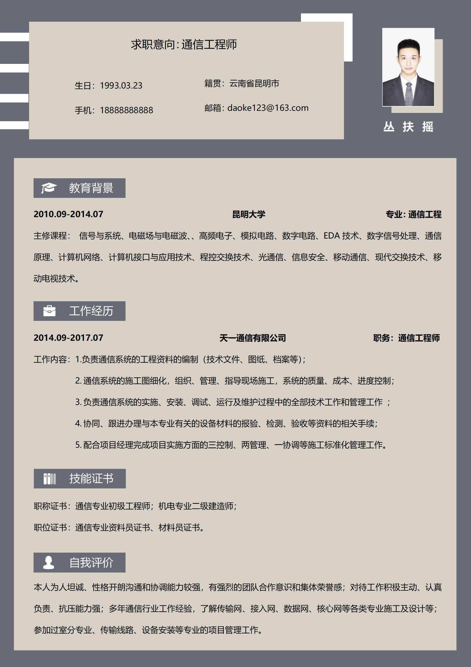 qiye-000180通信工程求职简历/