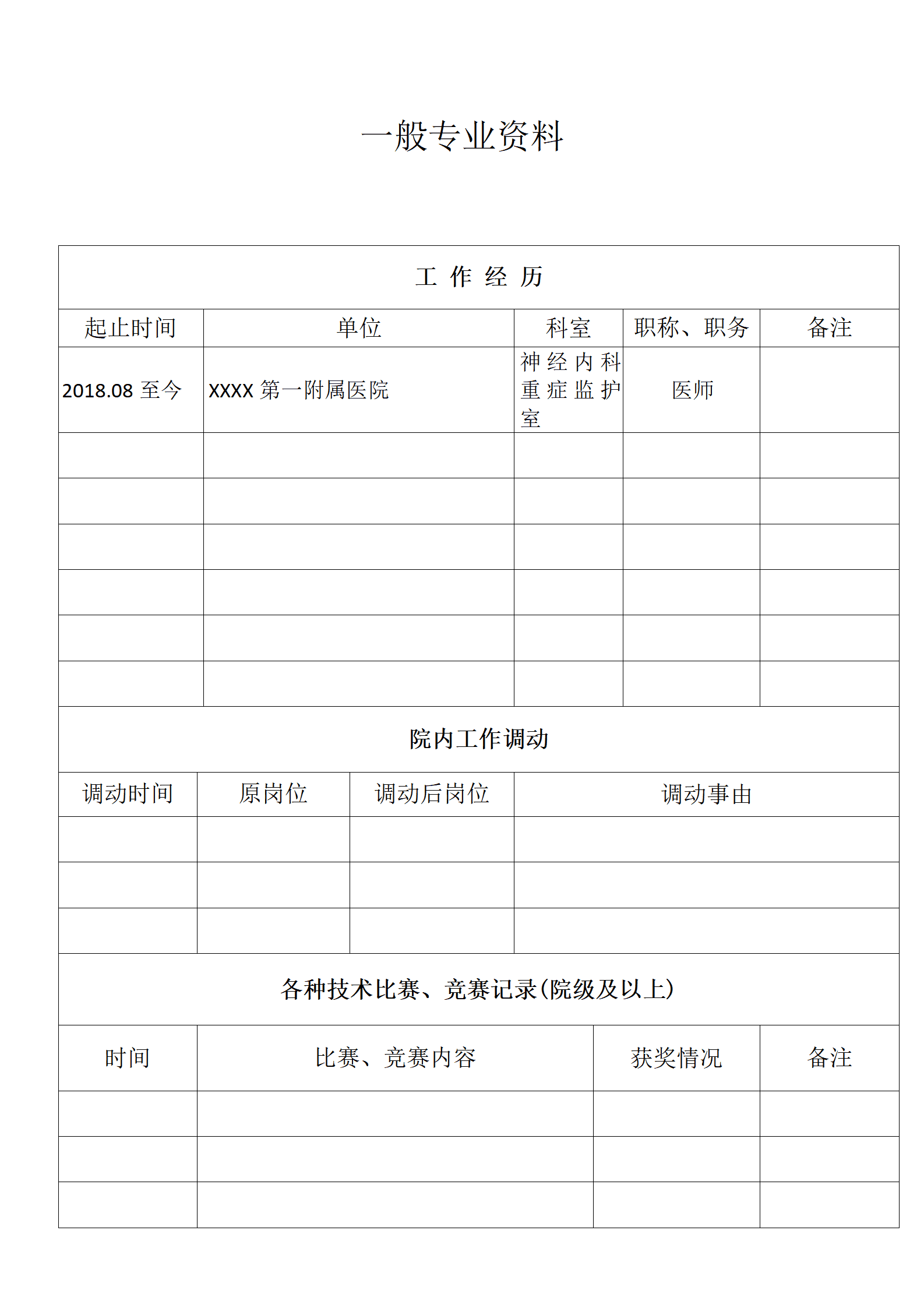 qiyee-0001195医疗医护神经病学类专业岗位求职简历模板/