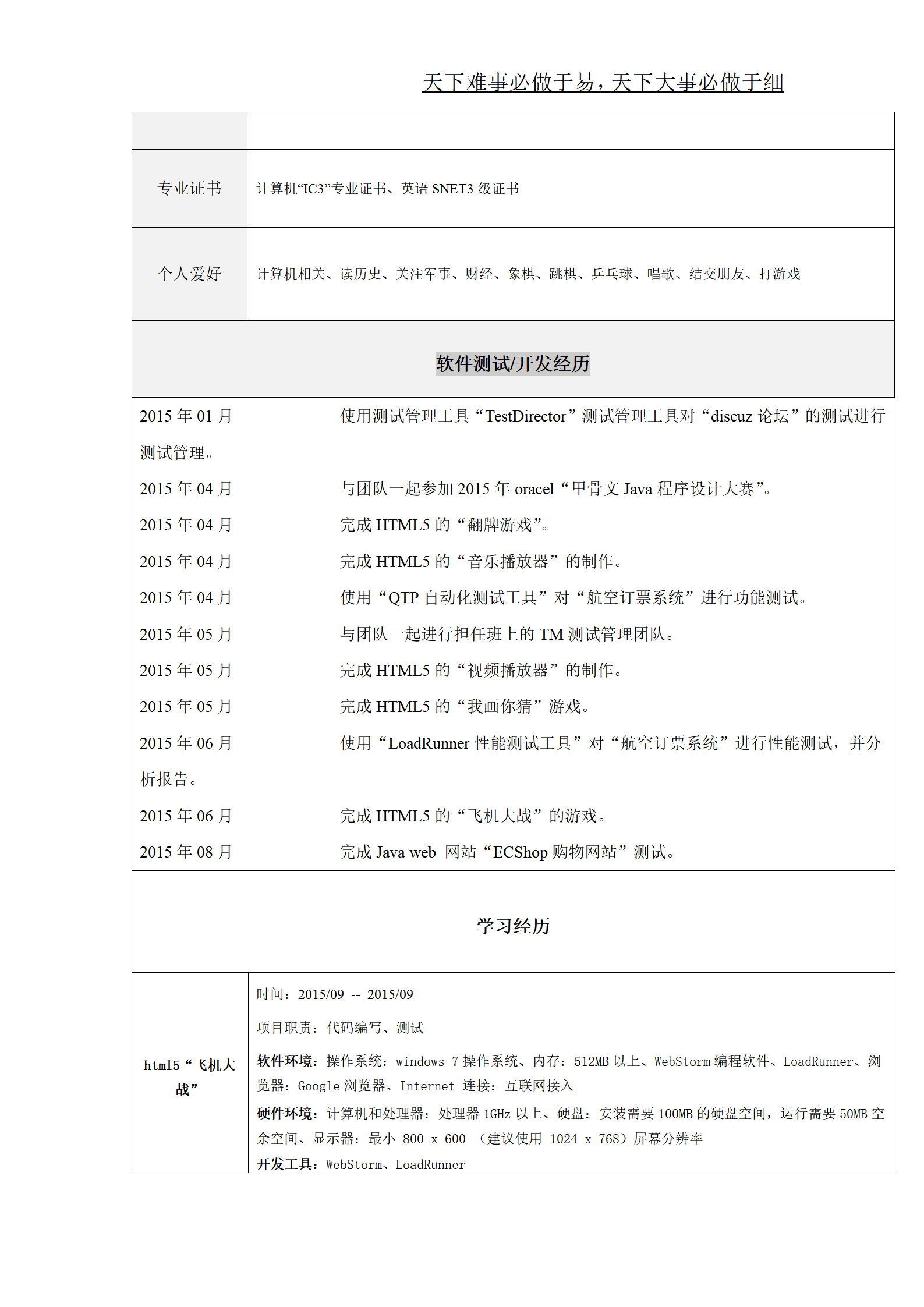 qiyee-000805软件测试简历模板带内容/