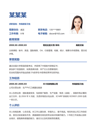 英文简历模板