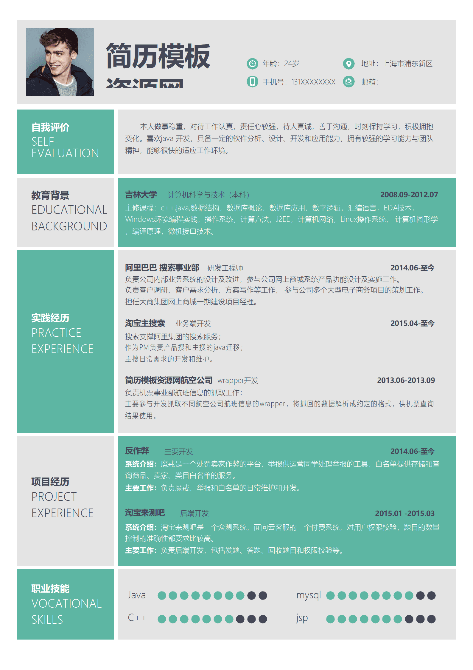BAY-0004Java开发工程师word模板/