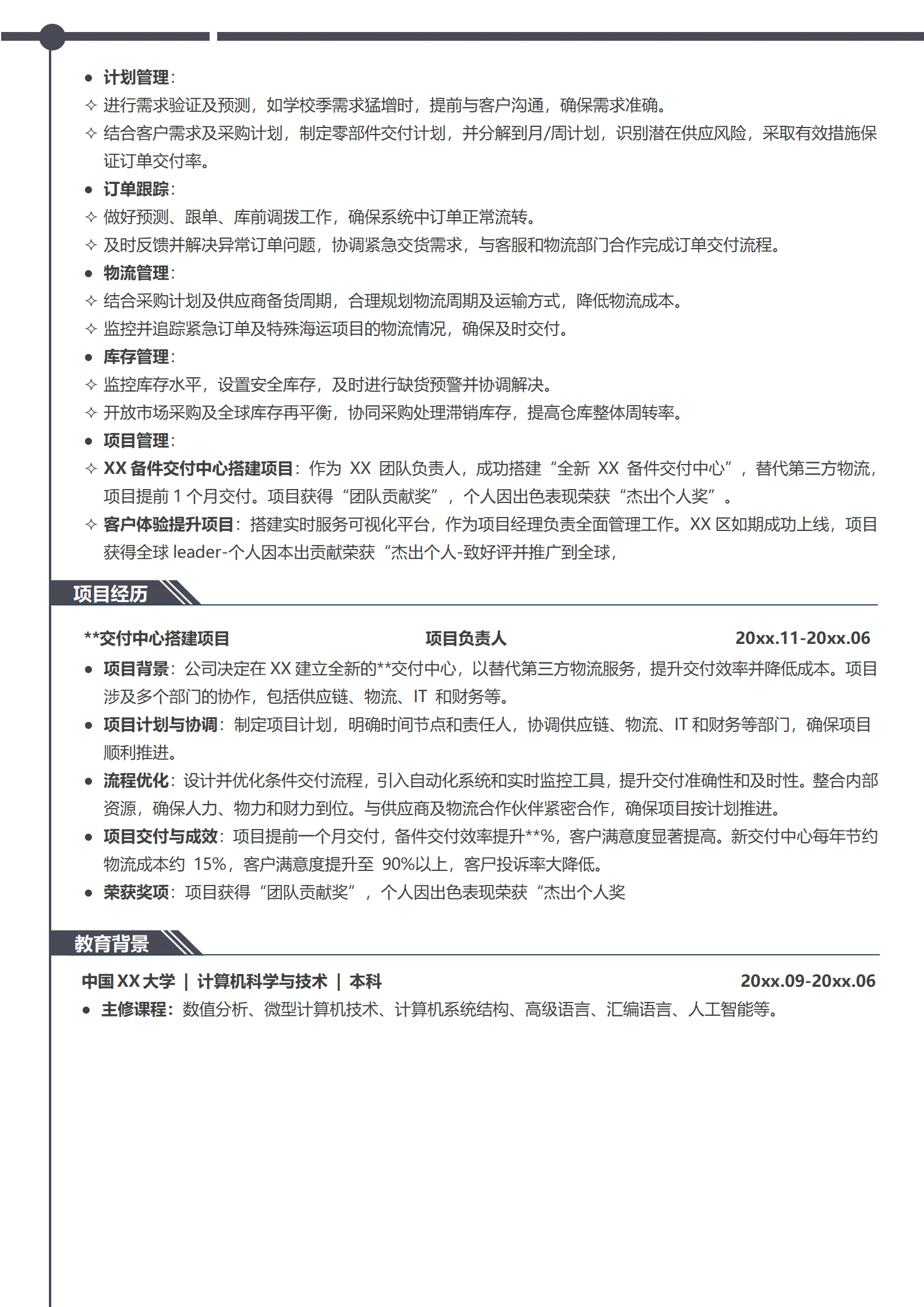 BYDS-000145供应链总监优秀简历模板/
