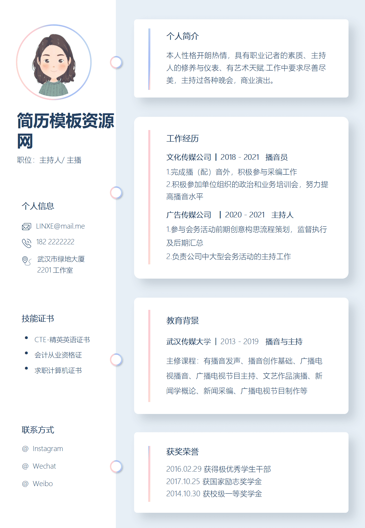 JYDY-000377主播面试简历模板/