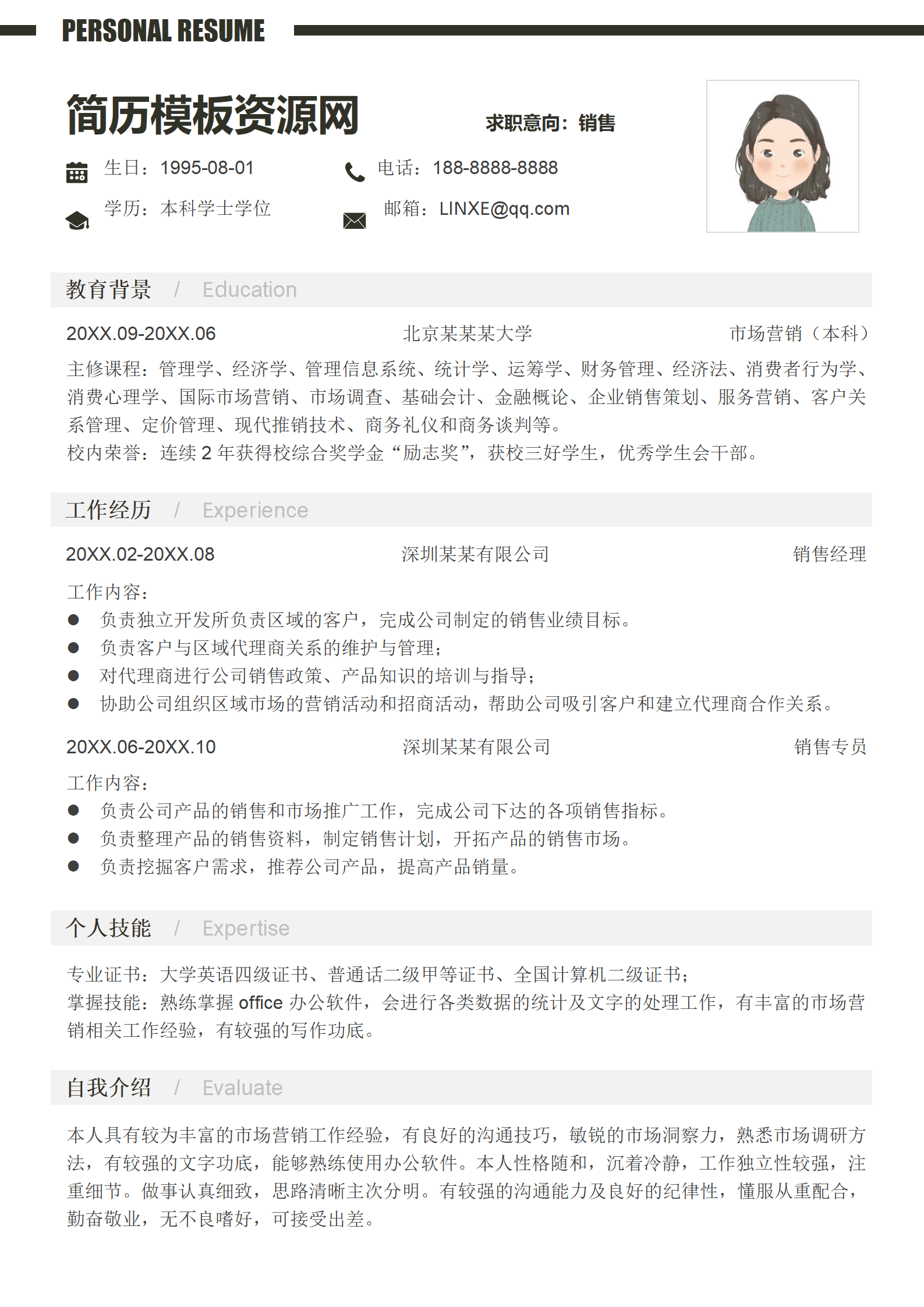 JYDe-000200汽车销售简历速成模板/