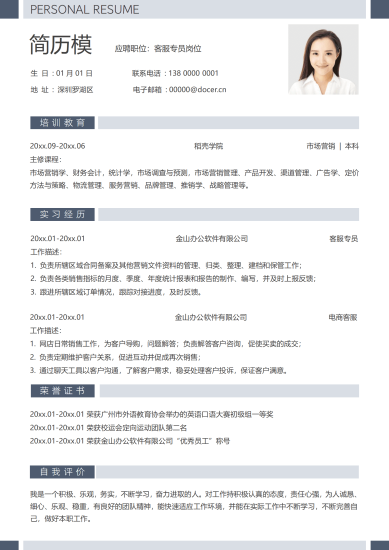 才艺主播舞娘简历模板