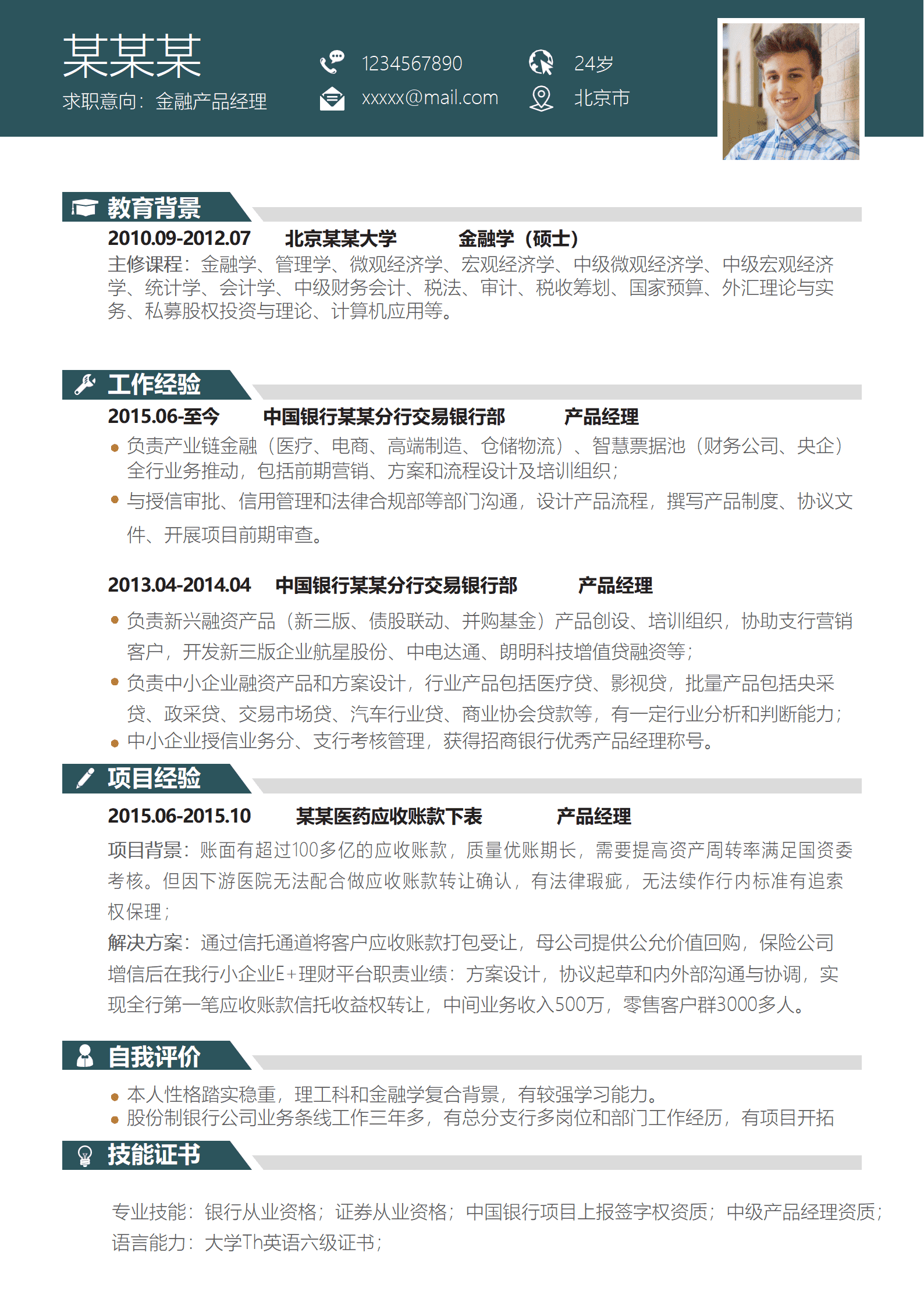 ZWSY-00044互联网IT产品经理简历模板/