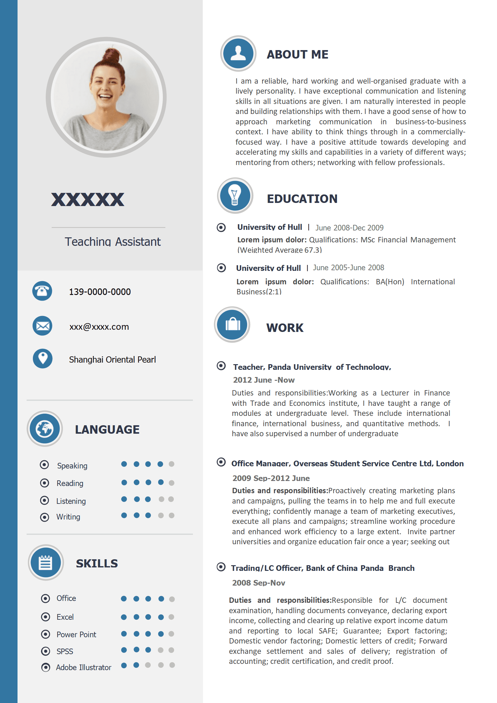 ZWSY-000185英文界面免费简历模板/