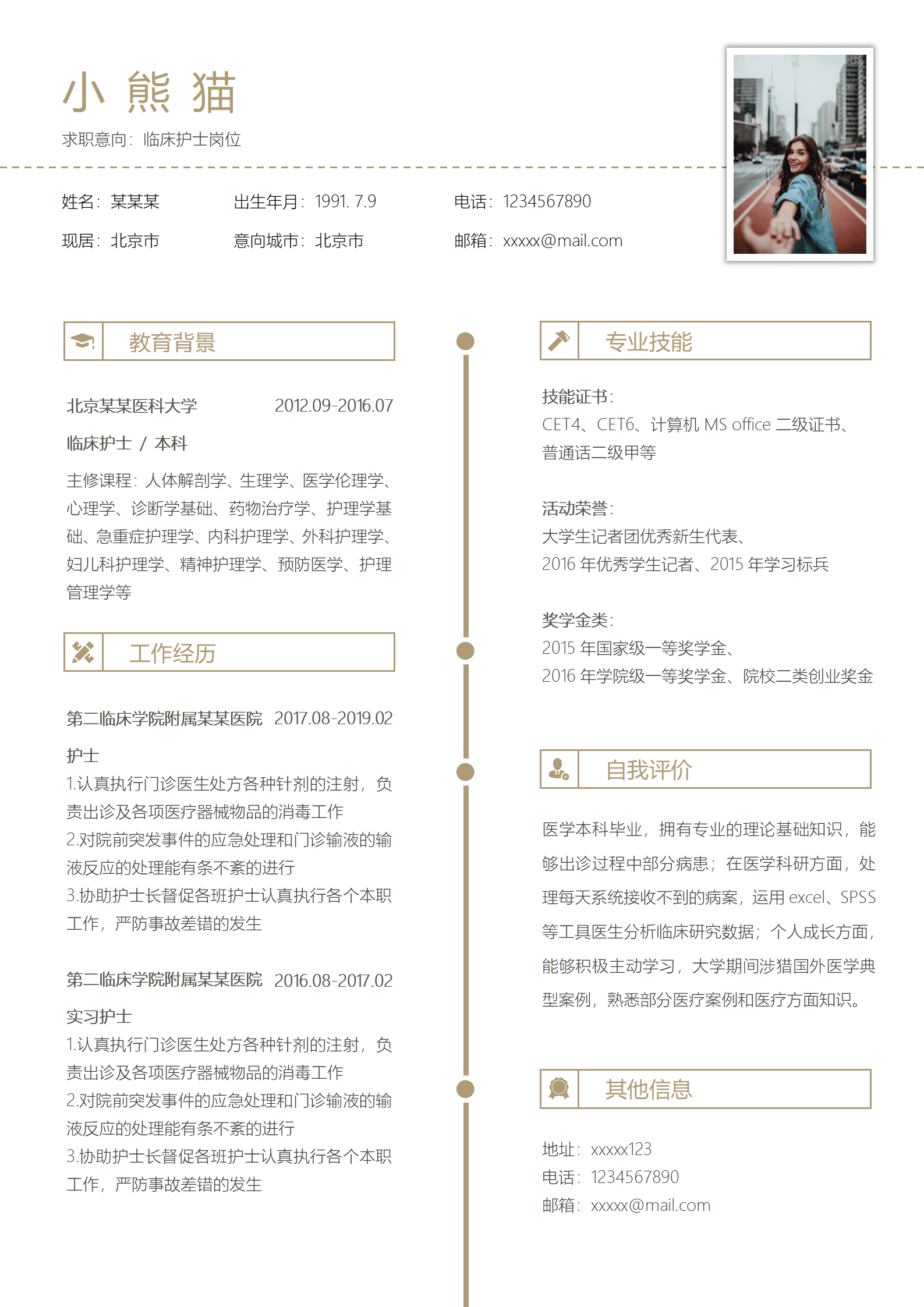 ZWSY-000103临床护士求职免费简历模板/