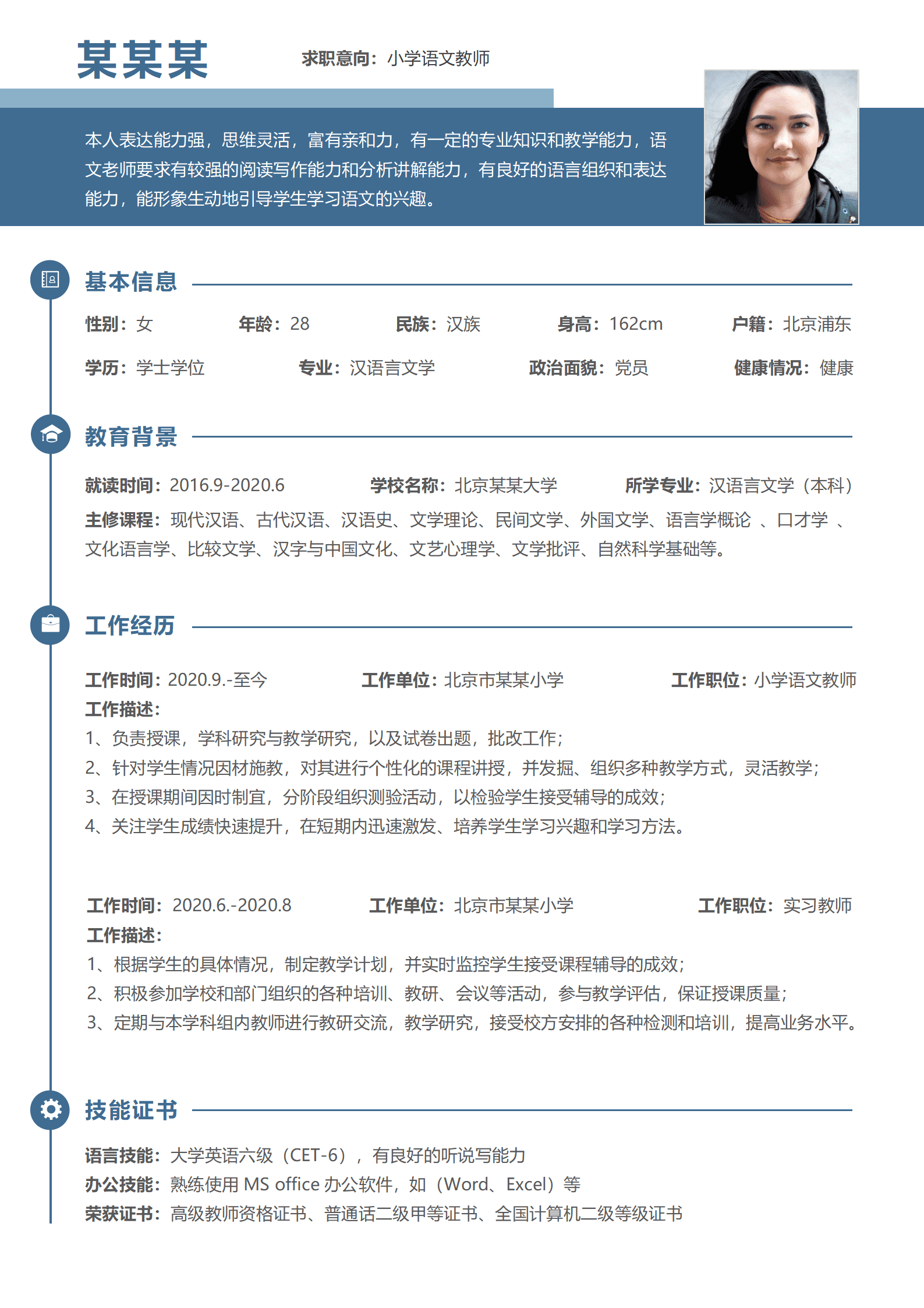 ZWSY-000168小学语文教师