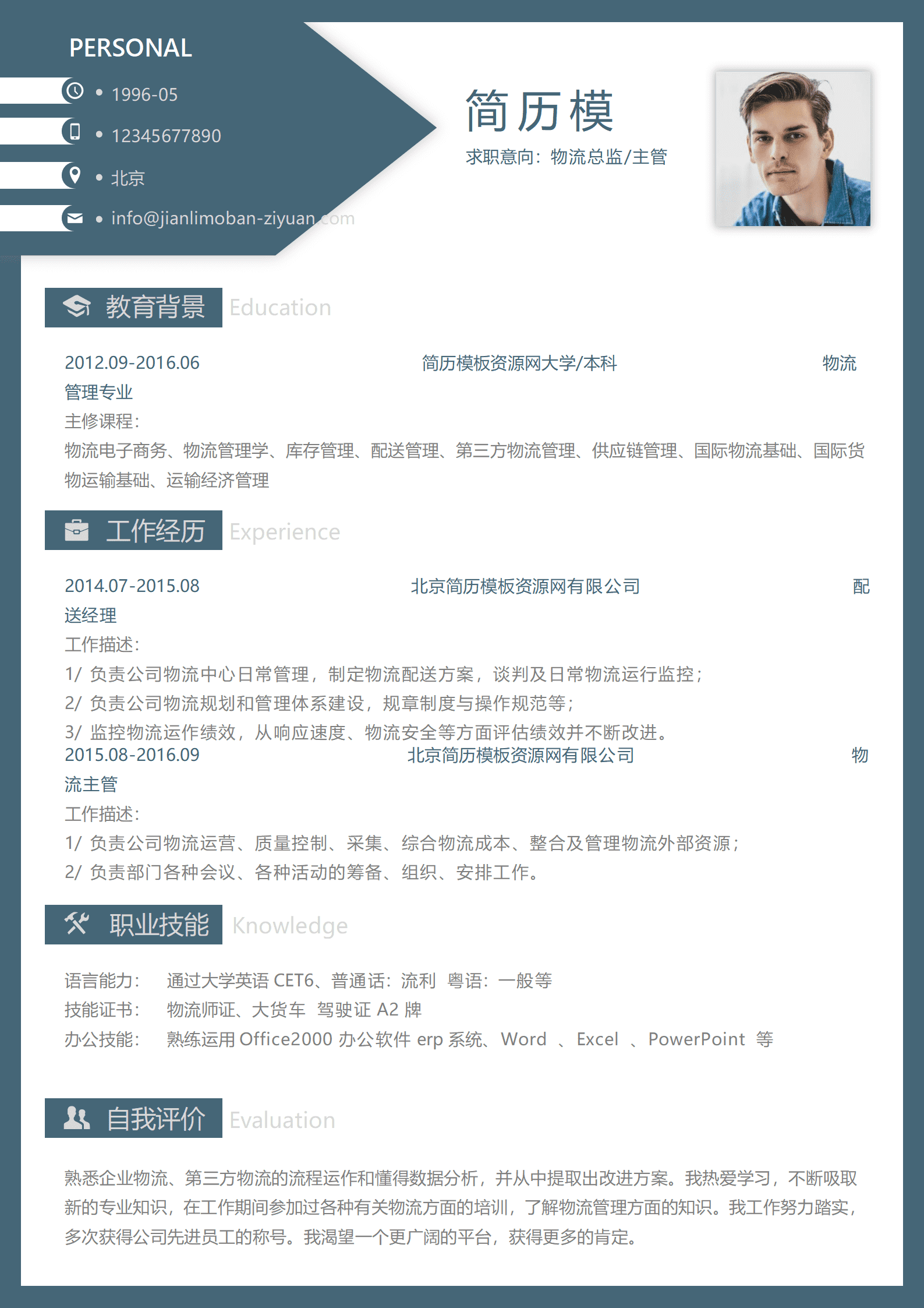 SYDE-00096专业深色物流总监简历模板