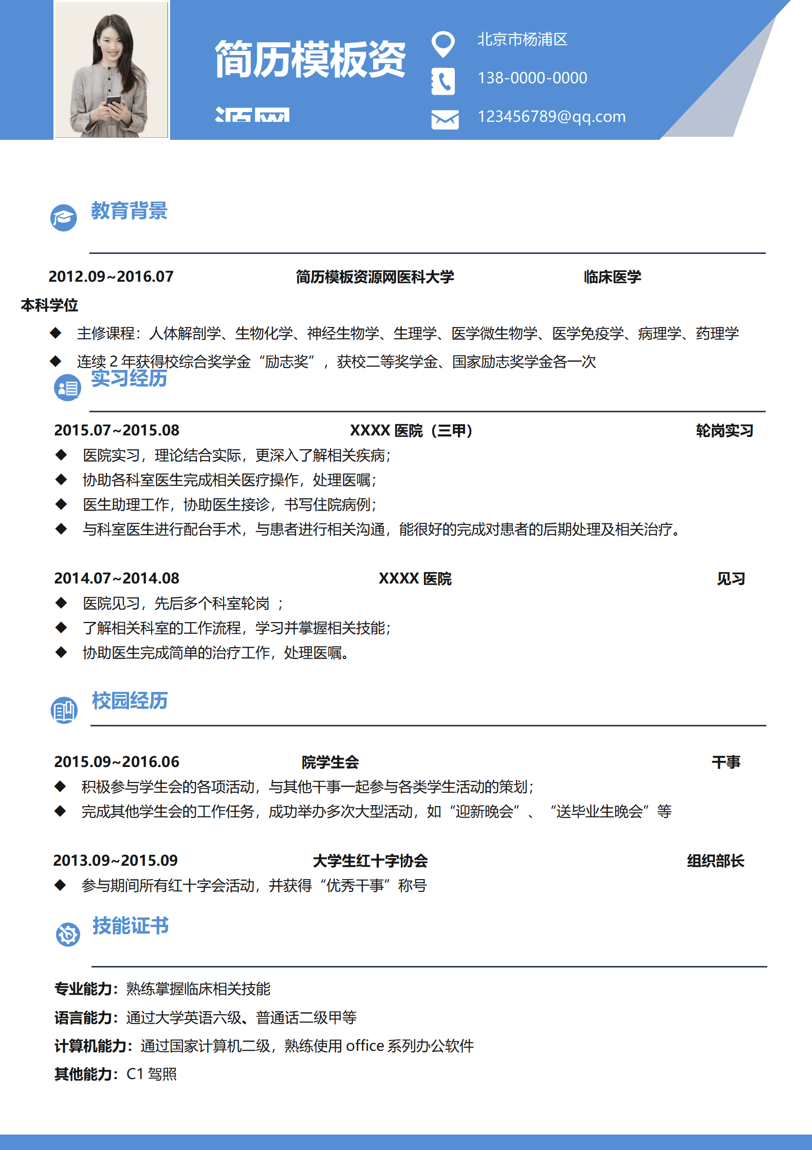 SYDE-00050蓝灰色通用简约专业简历模板/