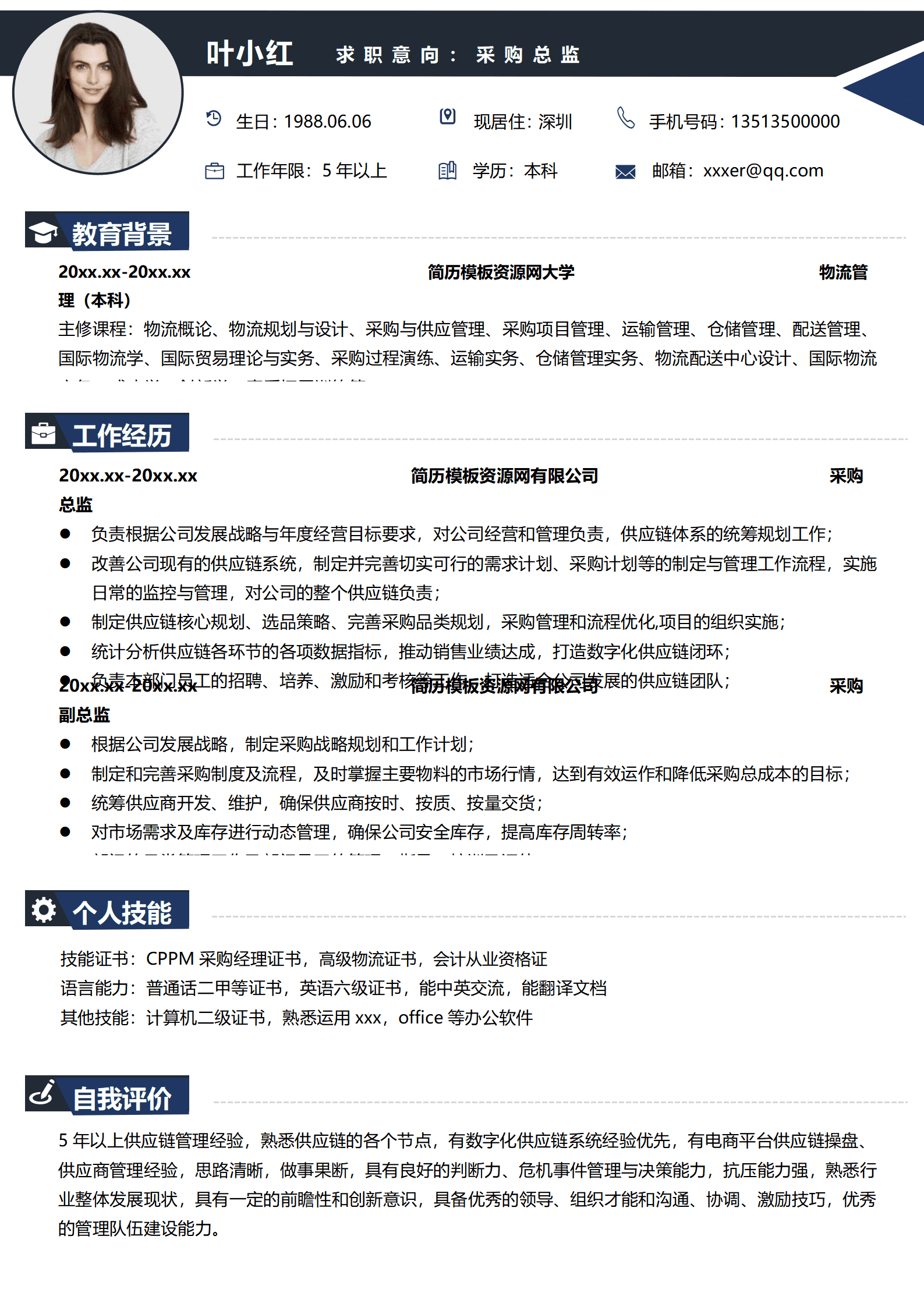 SEZT-00022采购总监求职简历/
