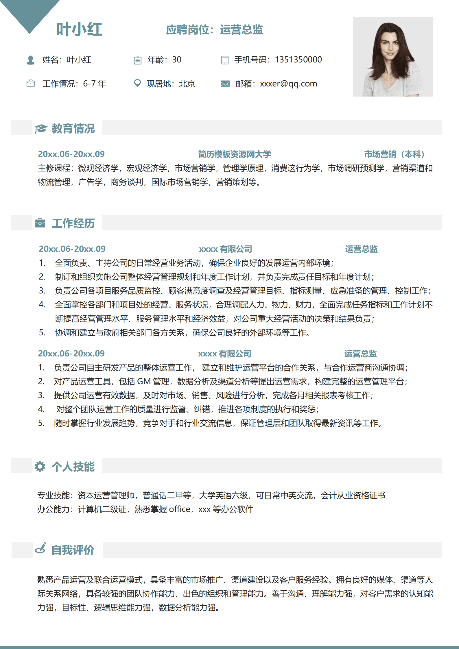 SEZT-00046公司运营总监求职简历模板/