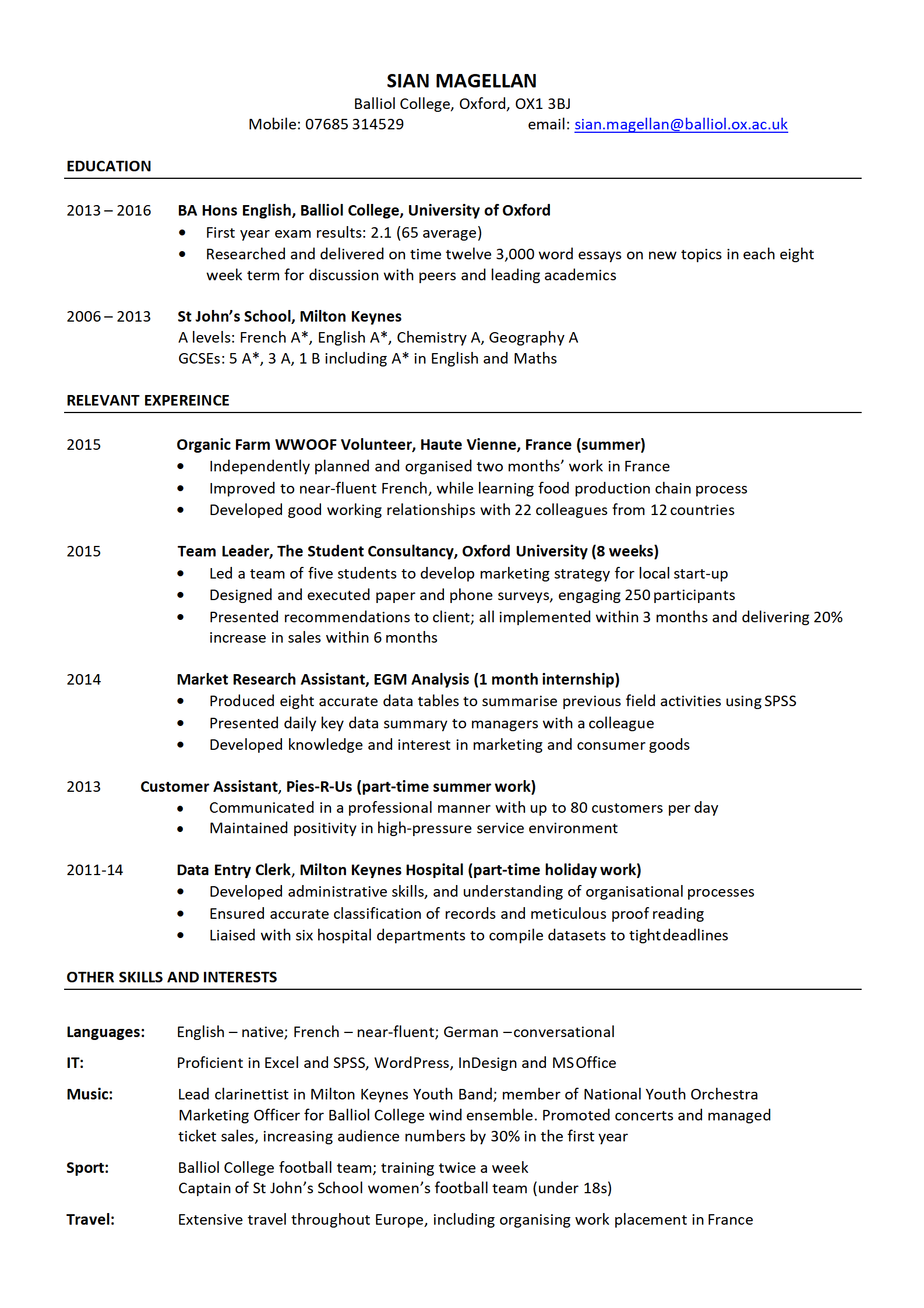 SEZT-00010博士求职免费英文简历模板/