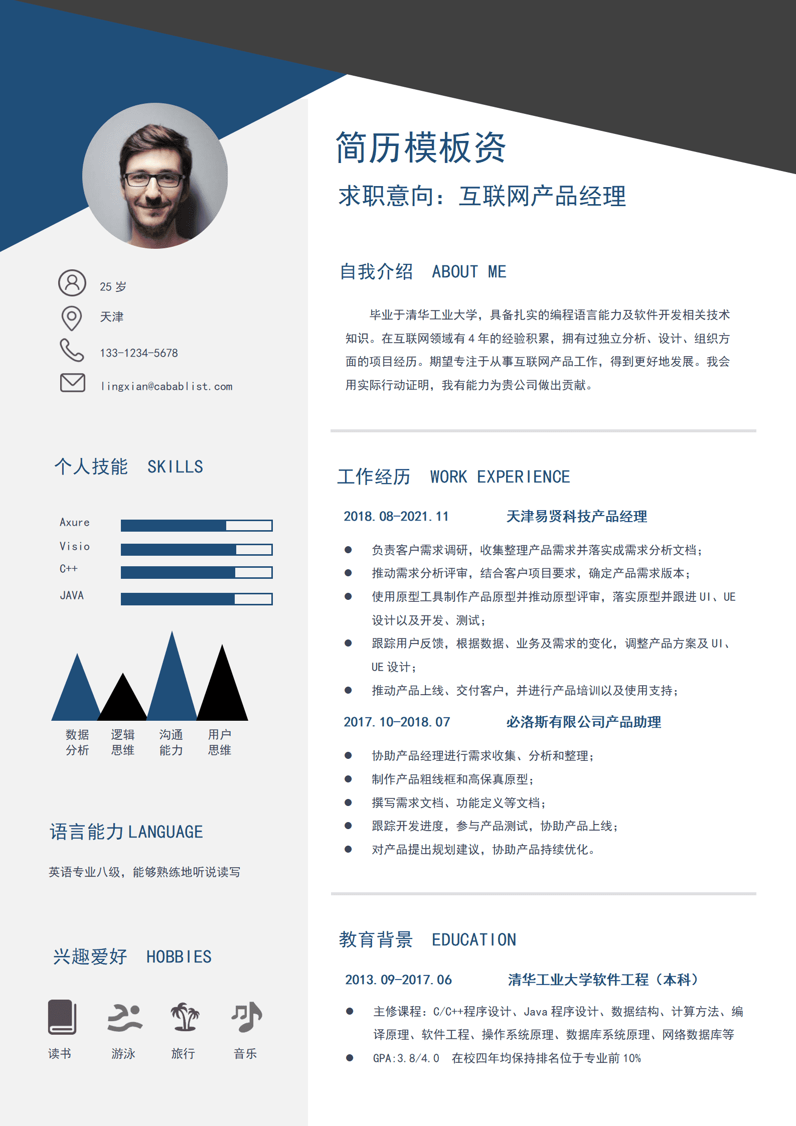 SYDE-00024互联网产品经理简历模板/