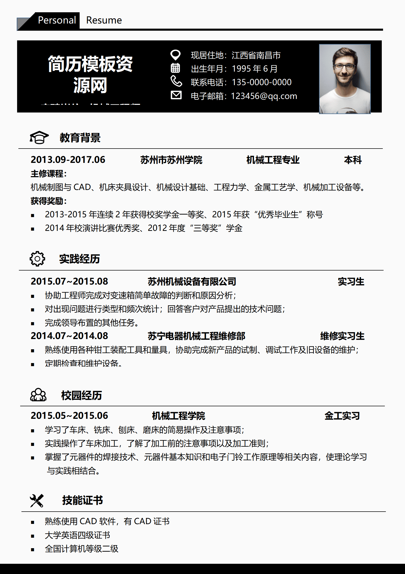 SYDE-00021黑色大气机械设计工程师简历模板/