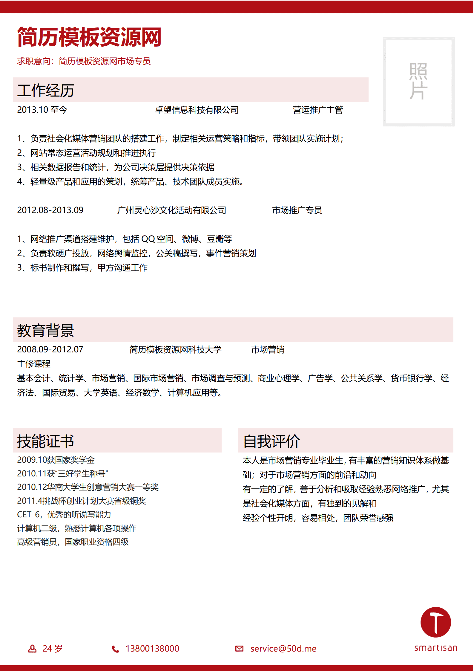 SEZT-000170手机企业科技搜狐公司应聘简历模板/