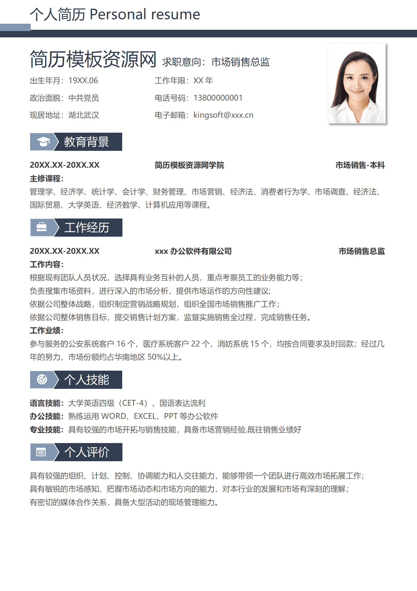 SEZT-000101市场销售总监求职简历/