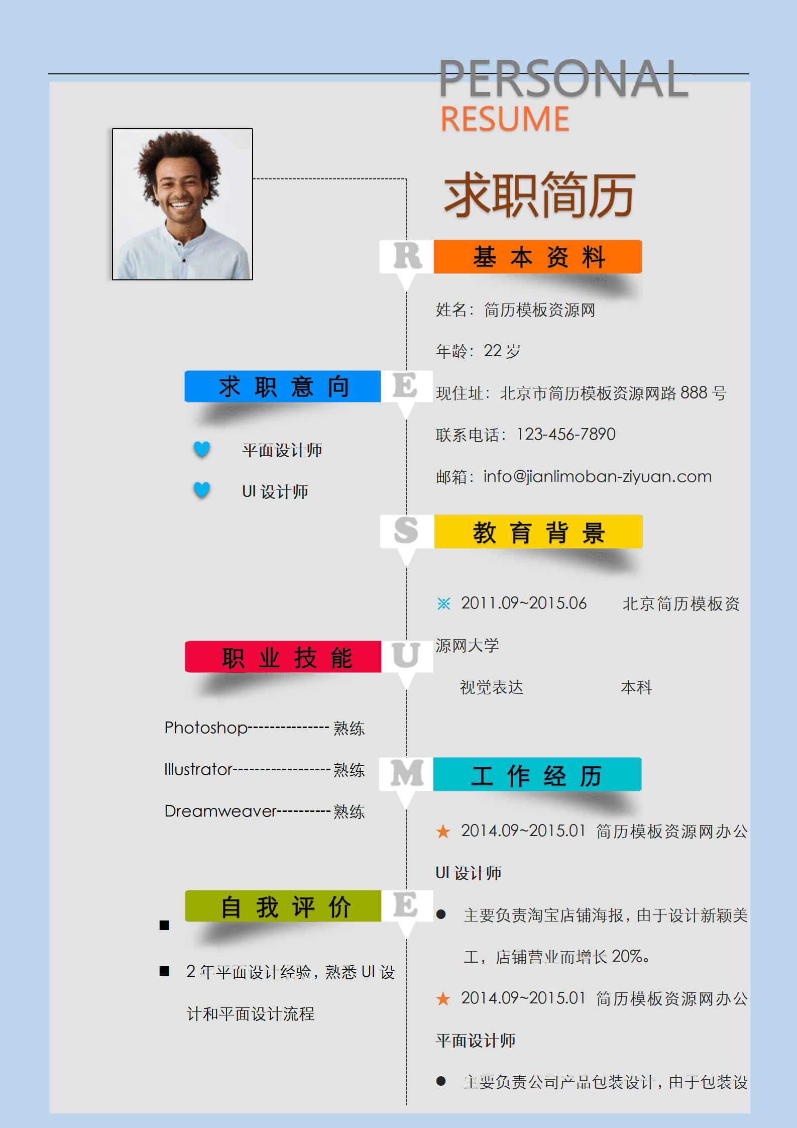 SYDE-00013创意时尚风格设计师求职简历word简历模板/