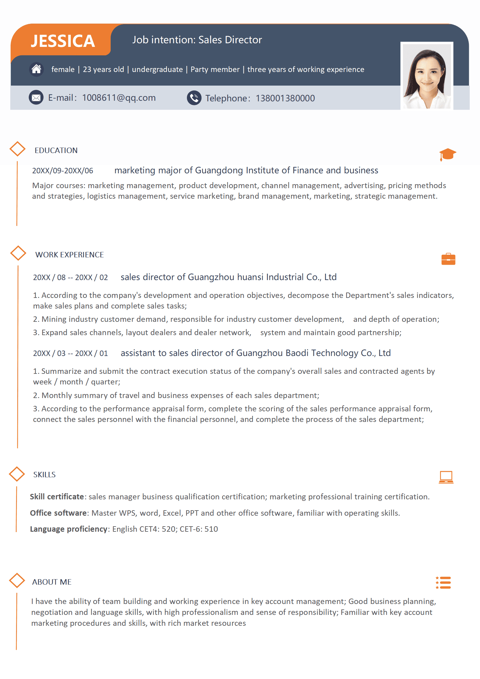 SEZT-00029创意销售总监中英文简历/