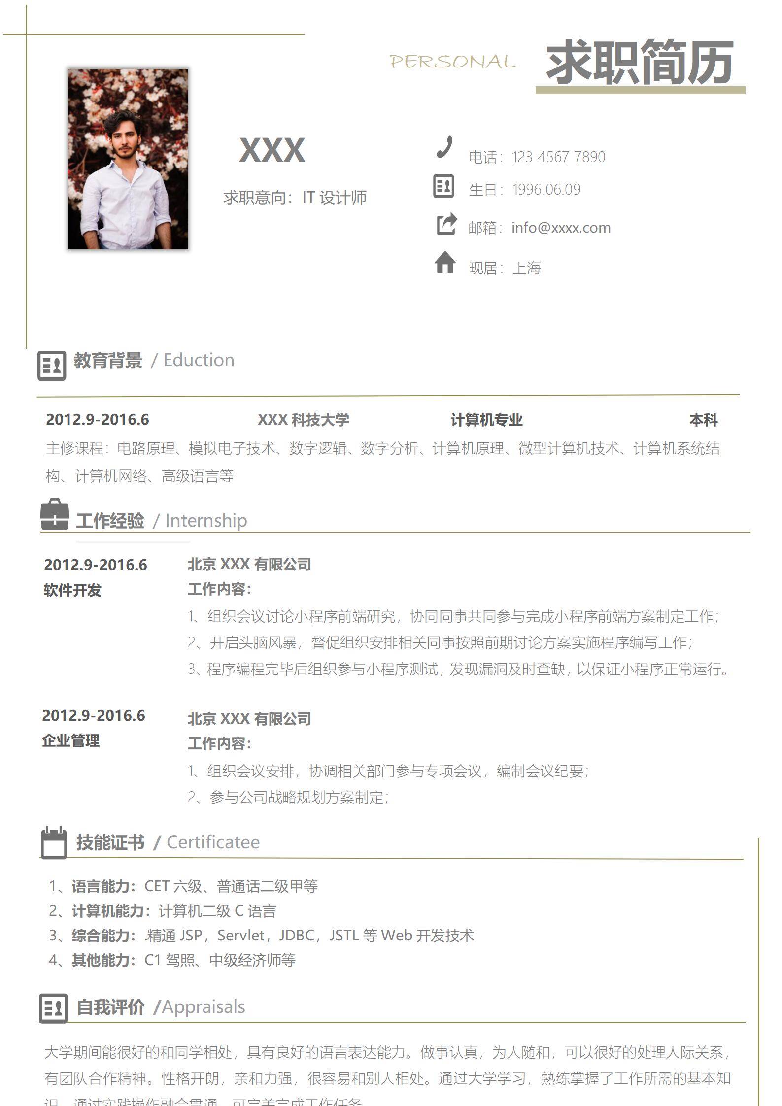 elmfz-0002IT设计师简历模板免费/