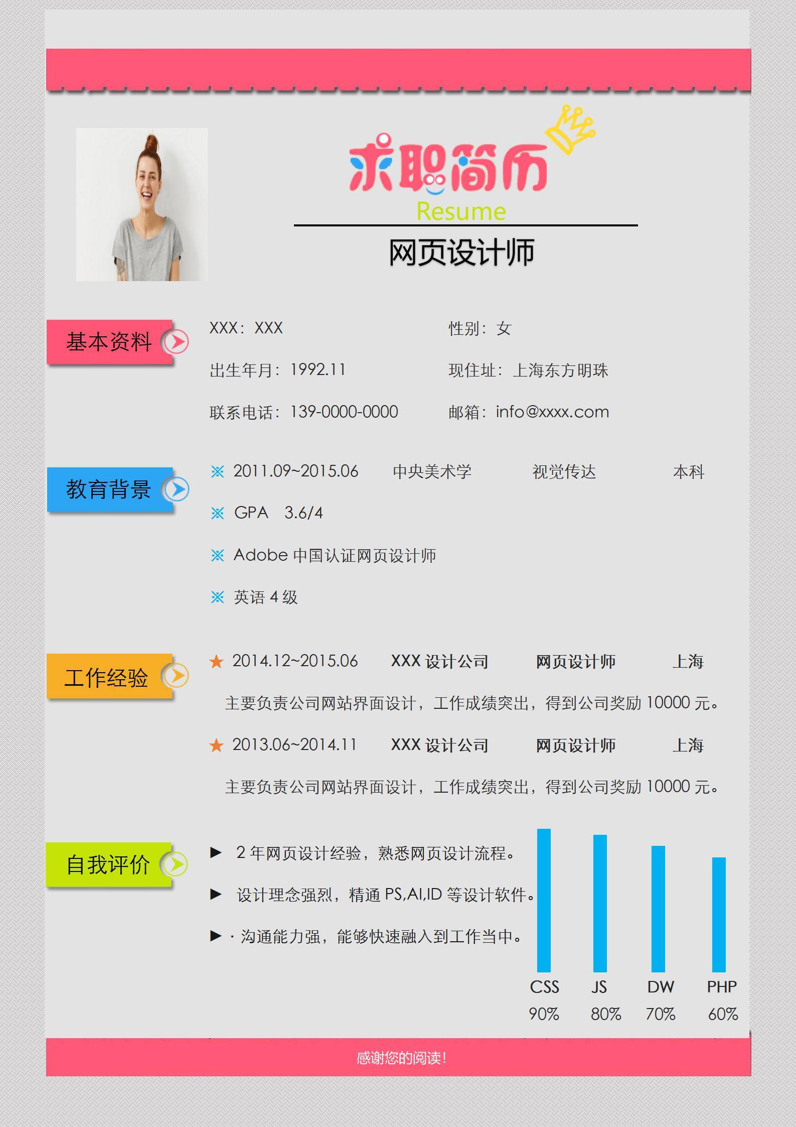 elmfz-0125网页设计师简历模板下载免费/