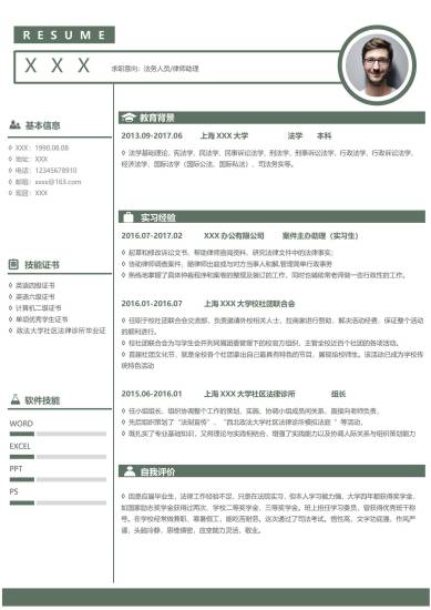 法务助理简历模板法律职业资格A证