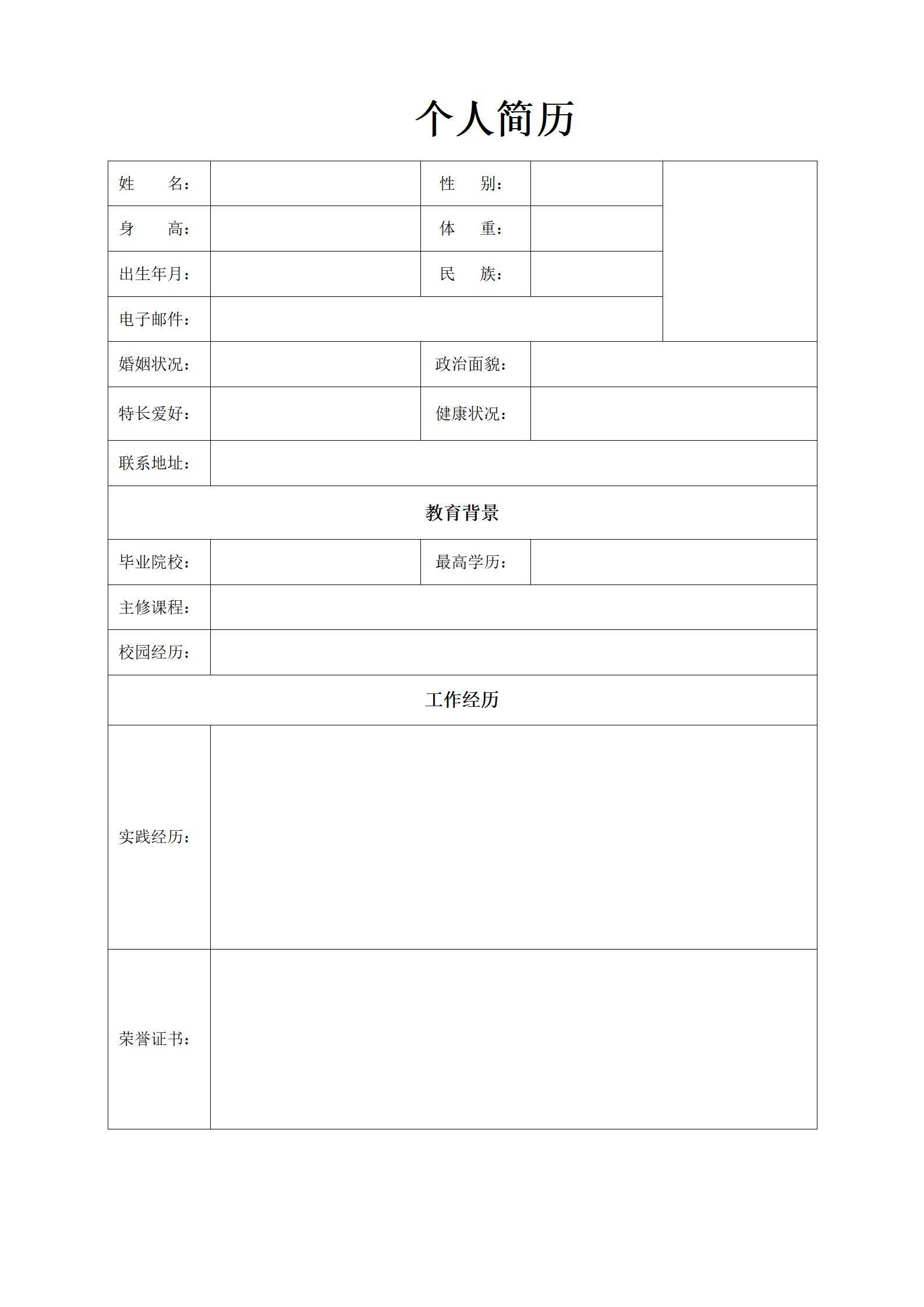 elmfz-0052极简简历模板仅含必要信息/