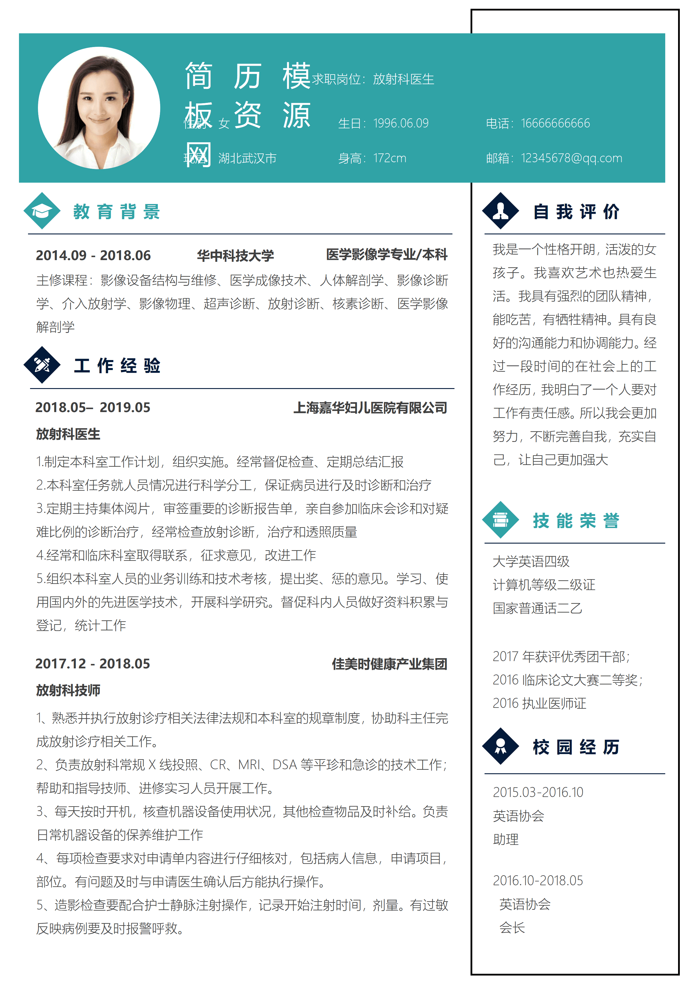 GND0055放射科医生工作简历/