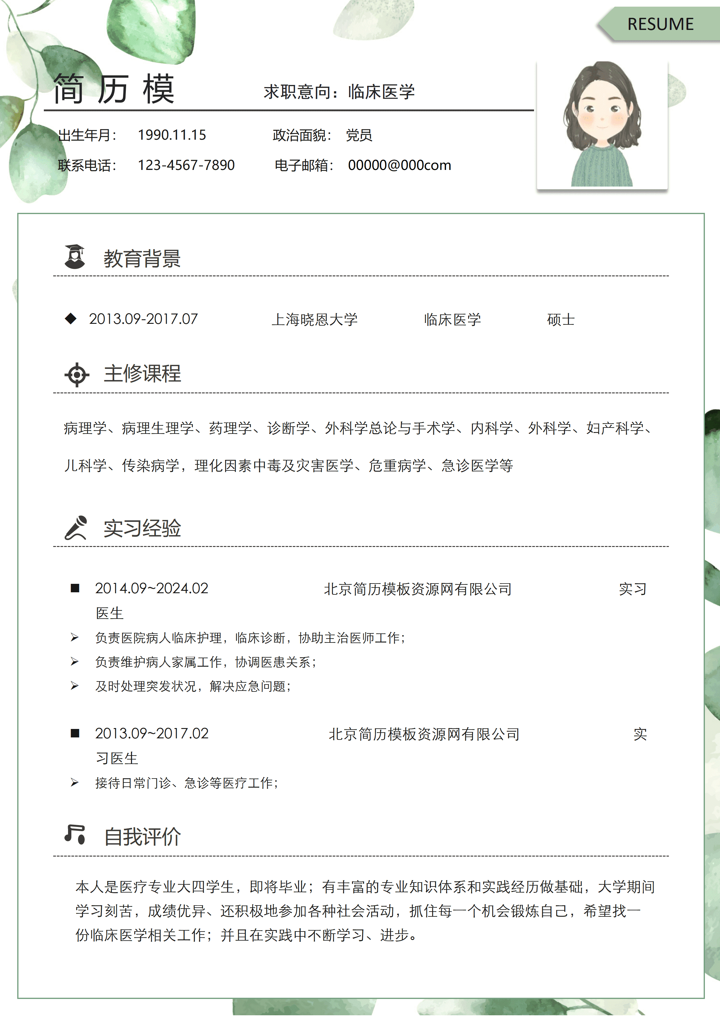 GND0102临床医生个人简历表/