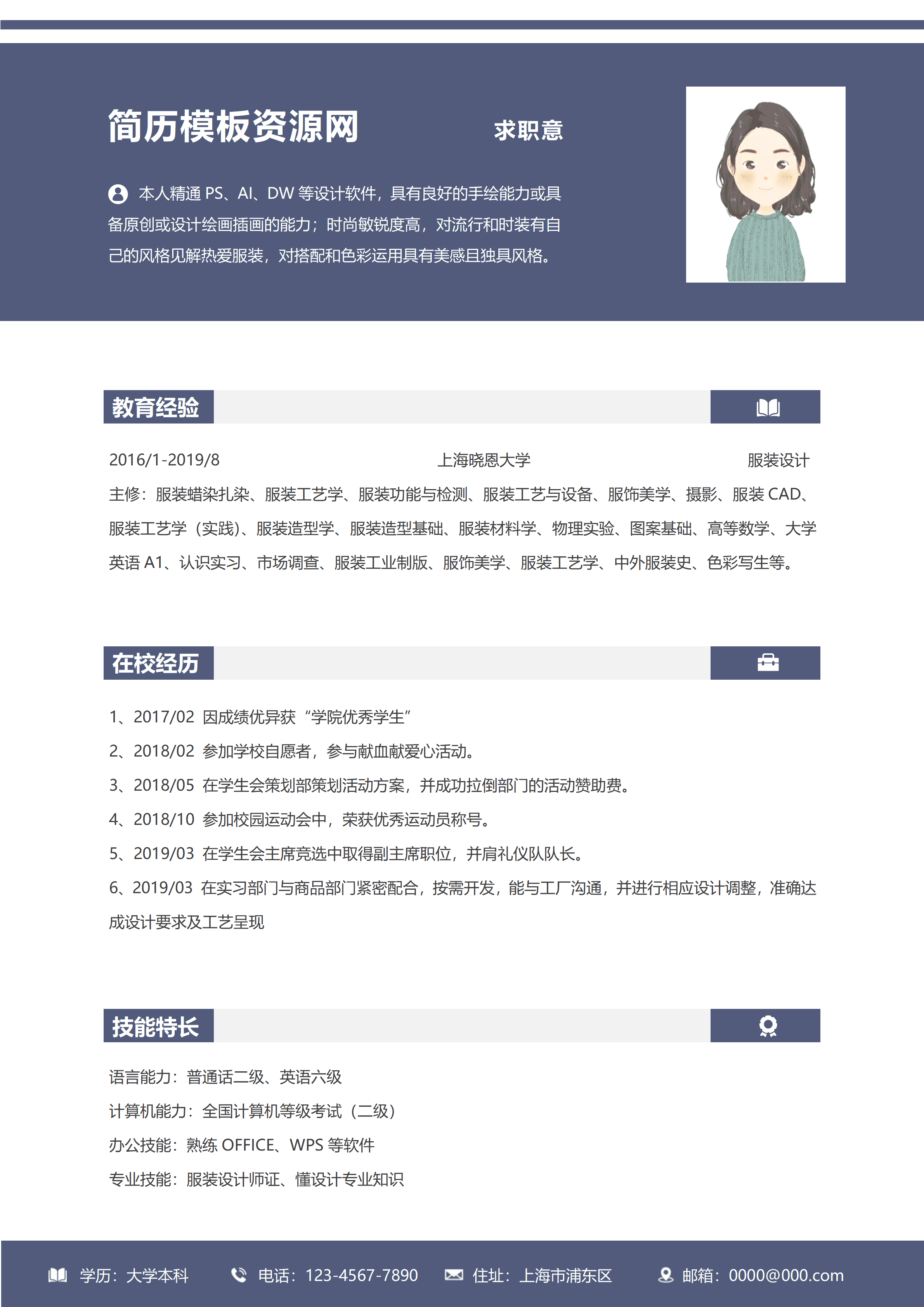 GND0060服装设计师简历范文/