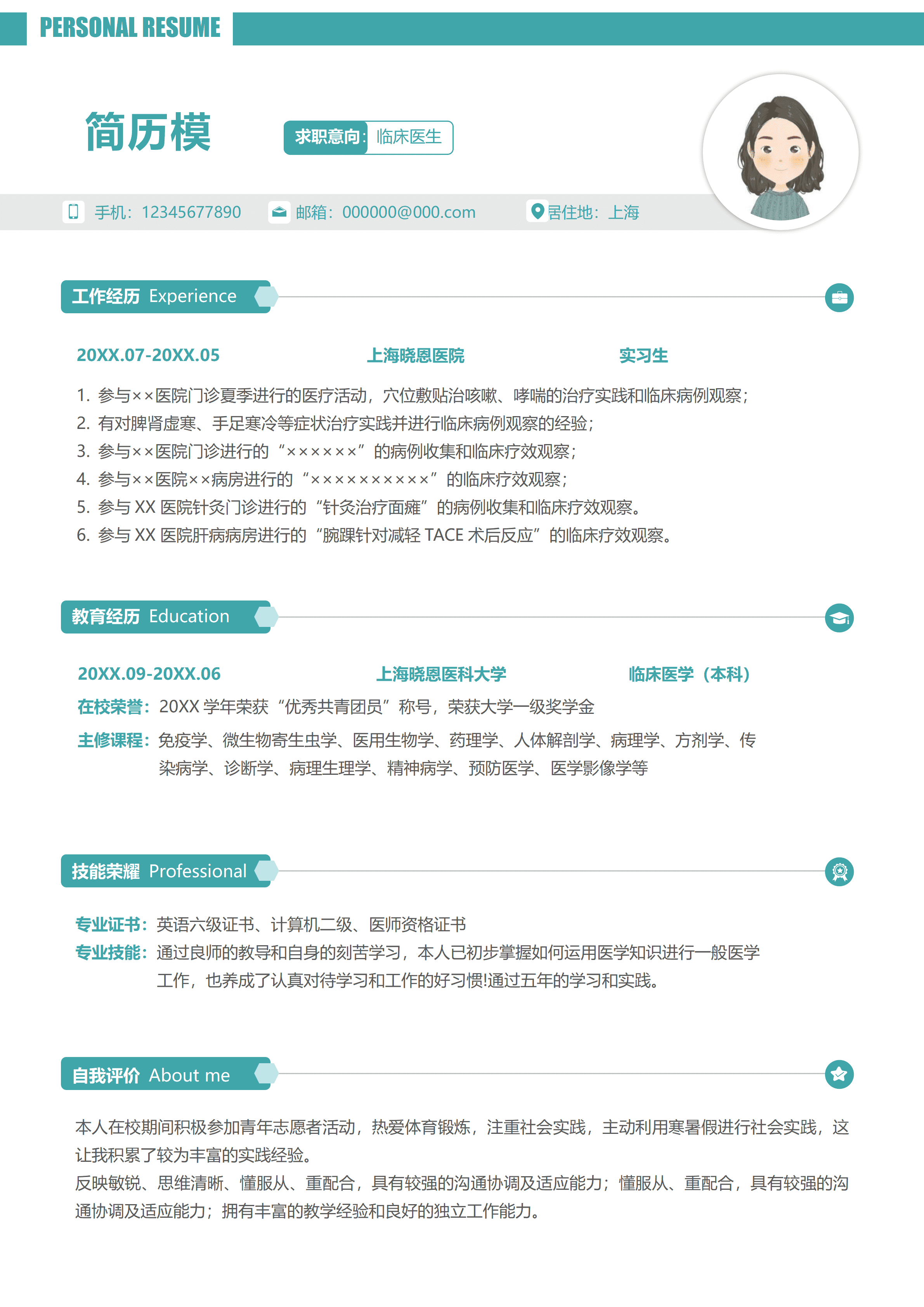 GND0068个人简历临床医生/