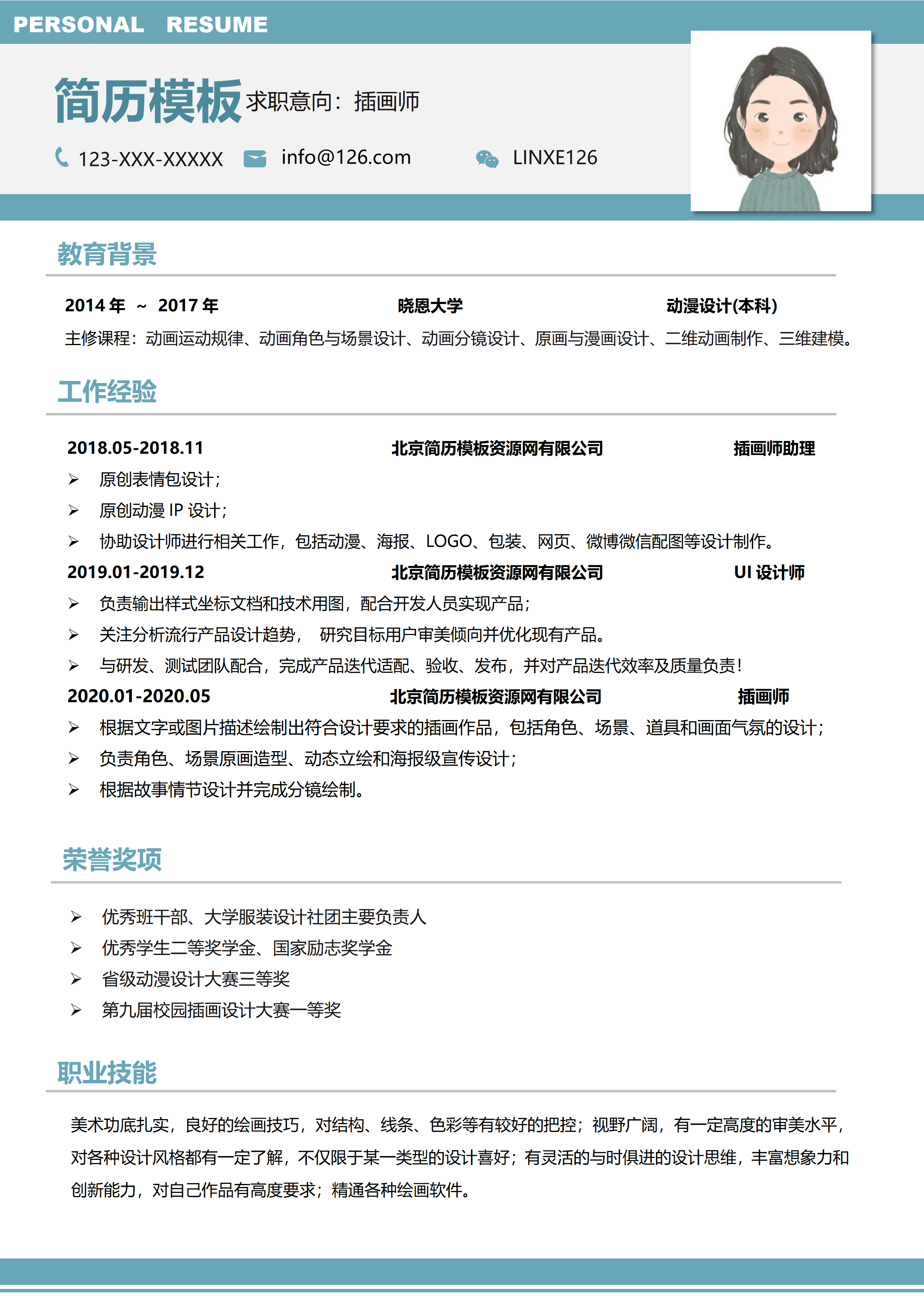 GND0014插画师简历海报模板/