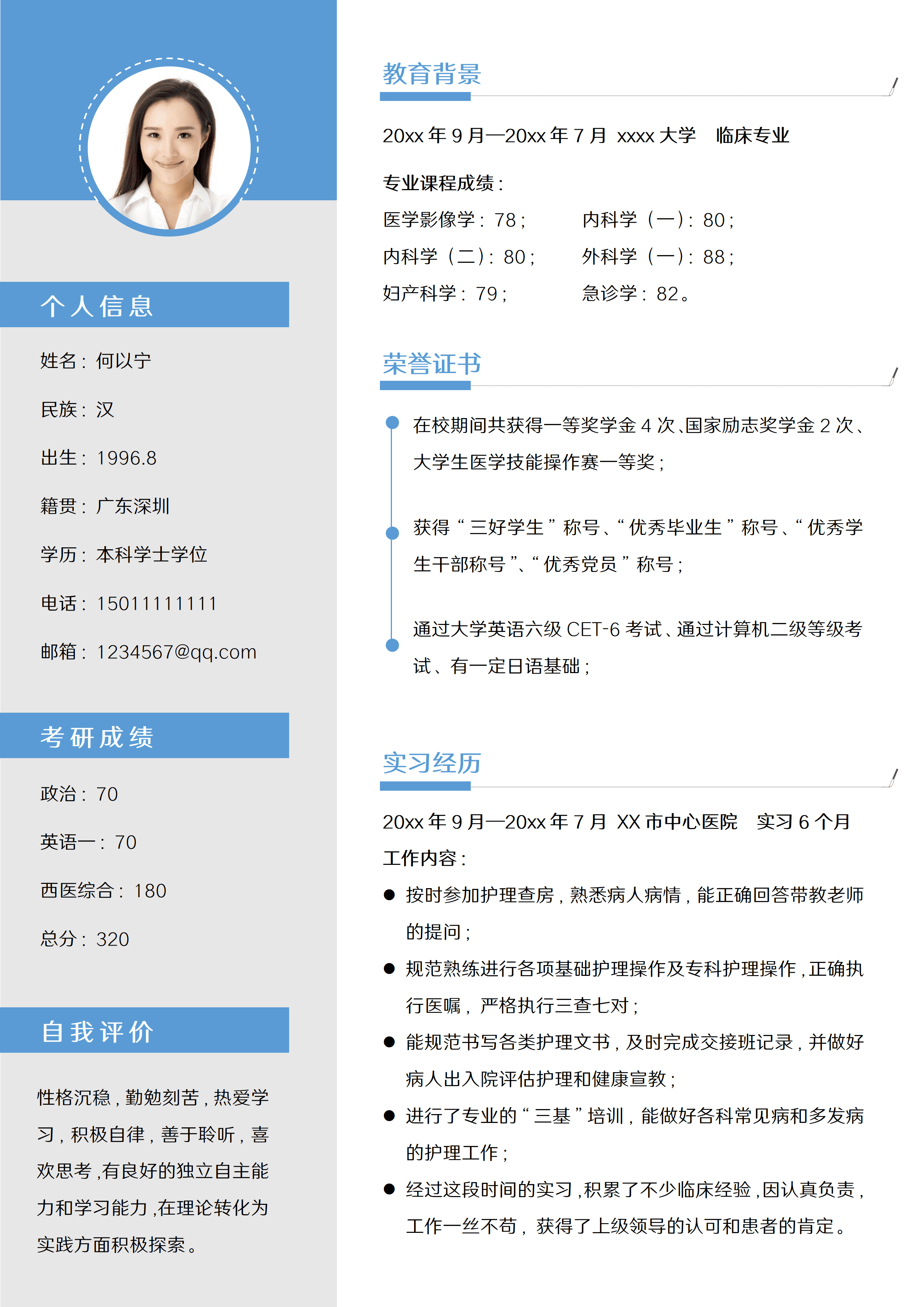 GNFS052考研复试简历医学类研究生面试简历/