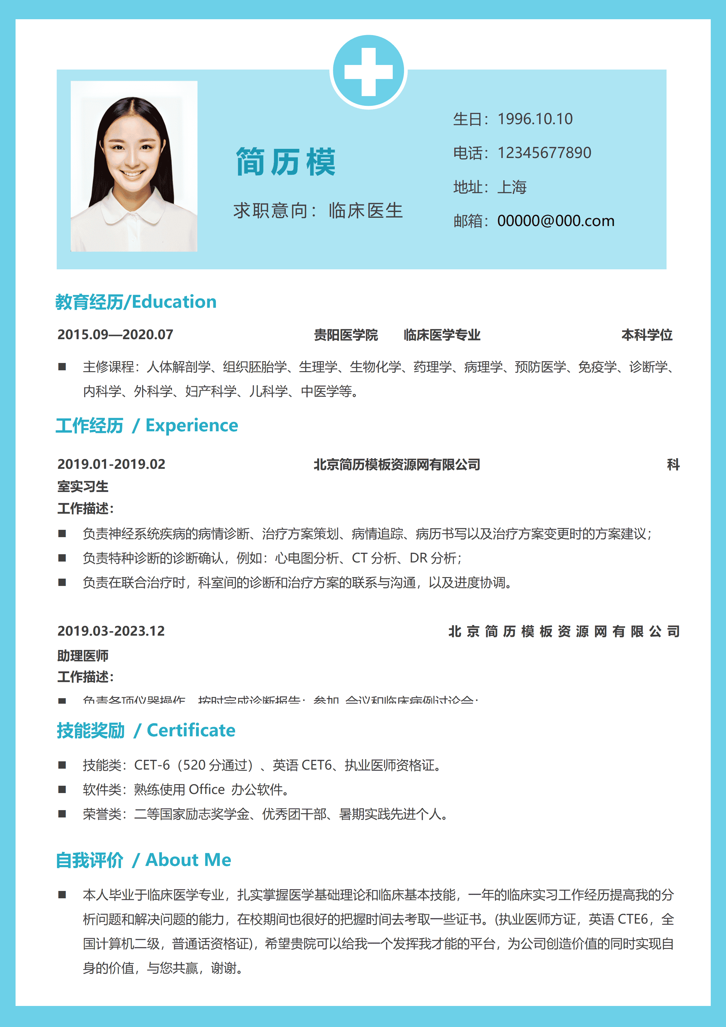 GND0307中医内科临床医生简历/