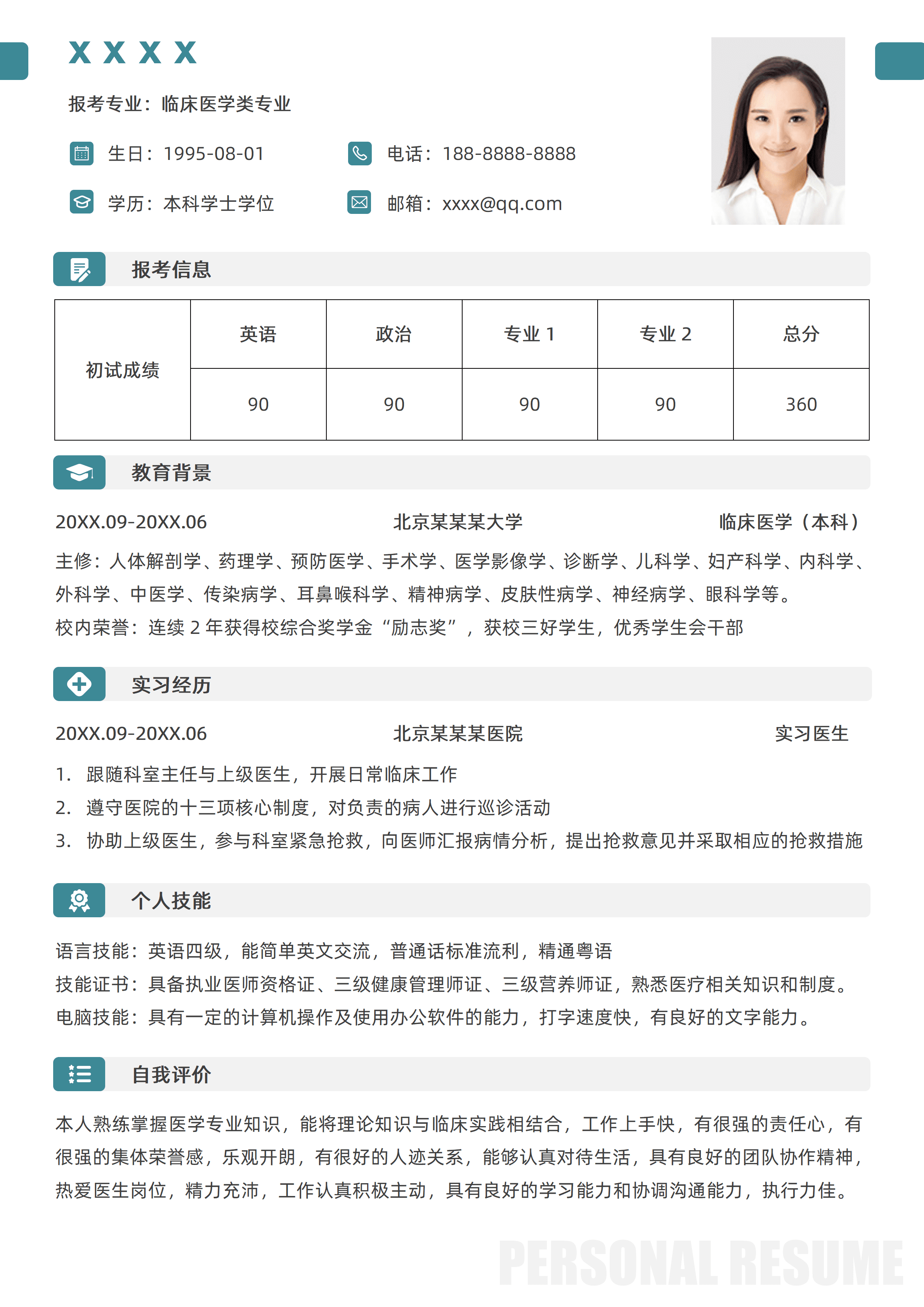 GNFS065临床医学类考研面试研究生复试简历/