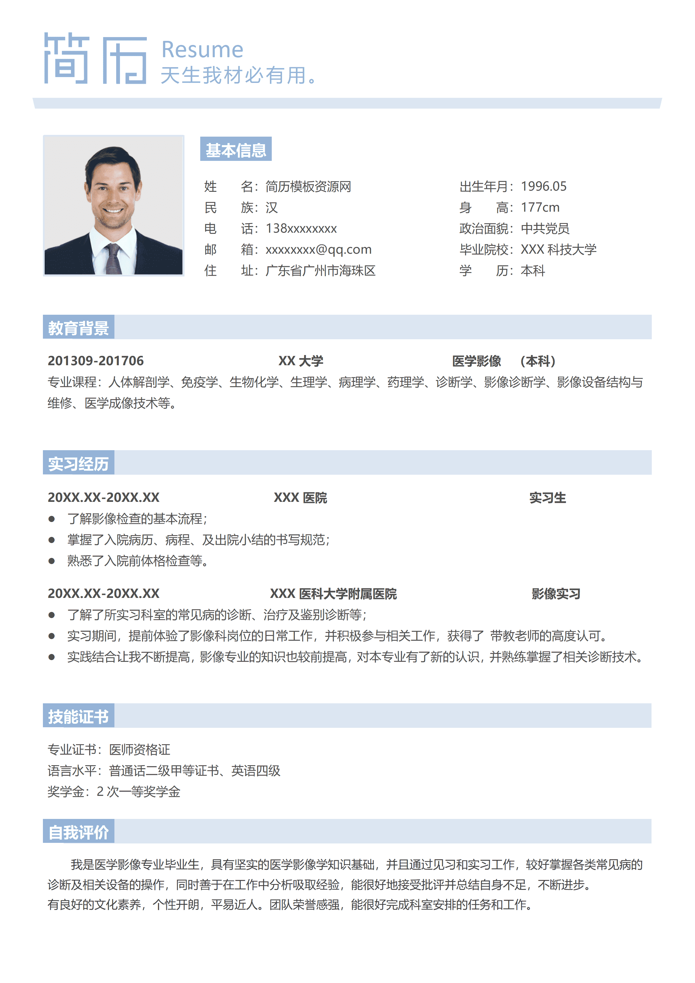 GND0232医学影像技术的简历/